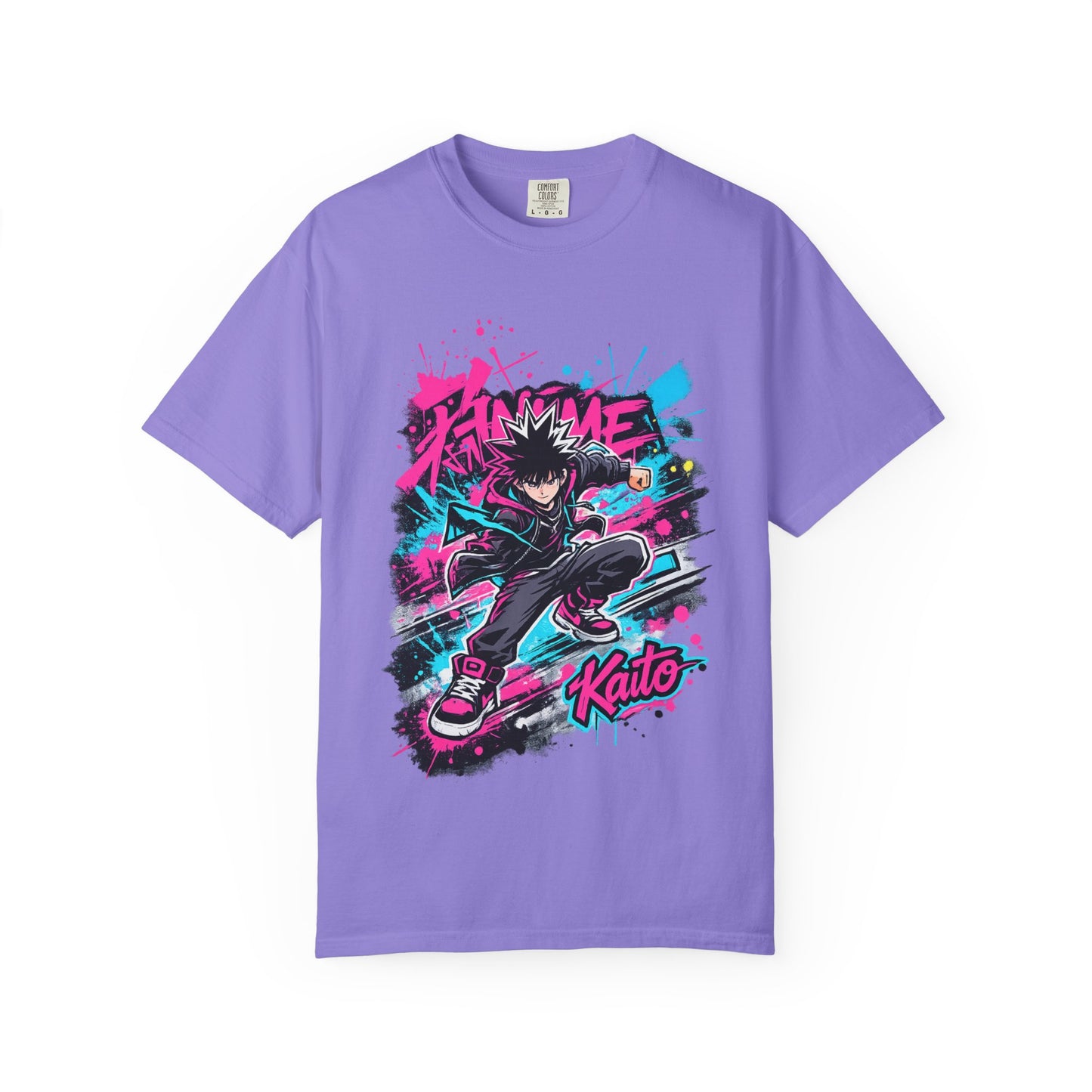 Skater Kaito Graphic T-Shirt — Neon Anime Streetwear