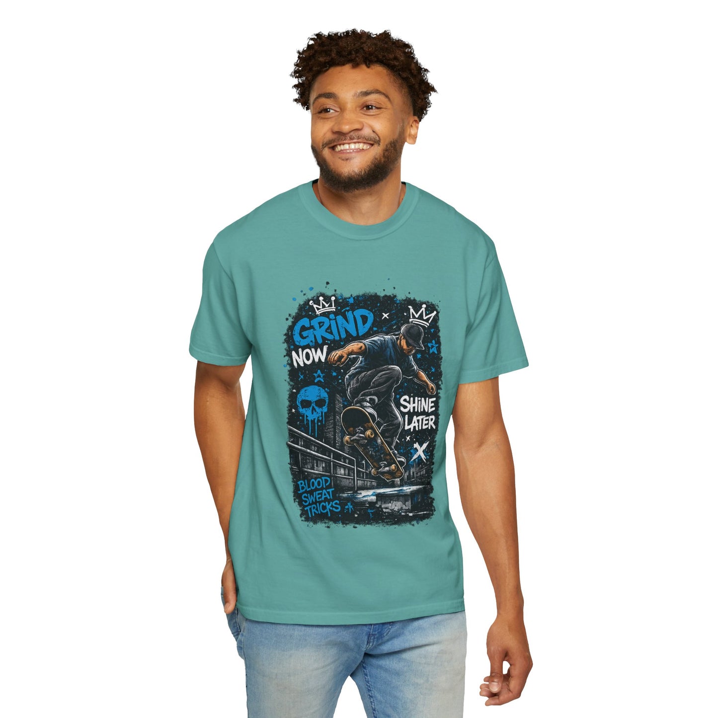 Skate Grind Now Tee — 'Grind Now Shine Later' Skateboard Graphic T-Shirt