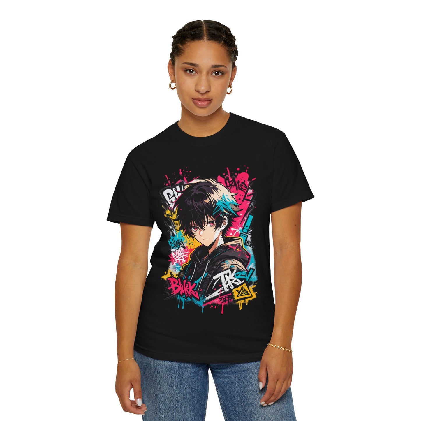 Anime Streetwear T‑Shirt — Graffiti Boy Graphic Tee