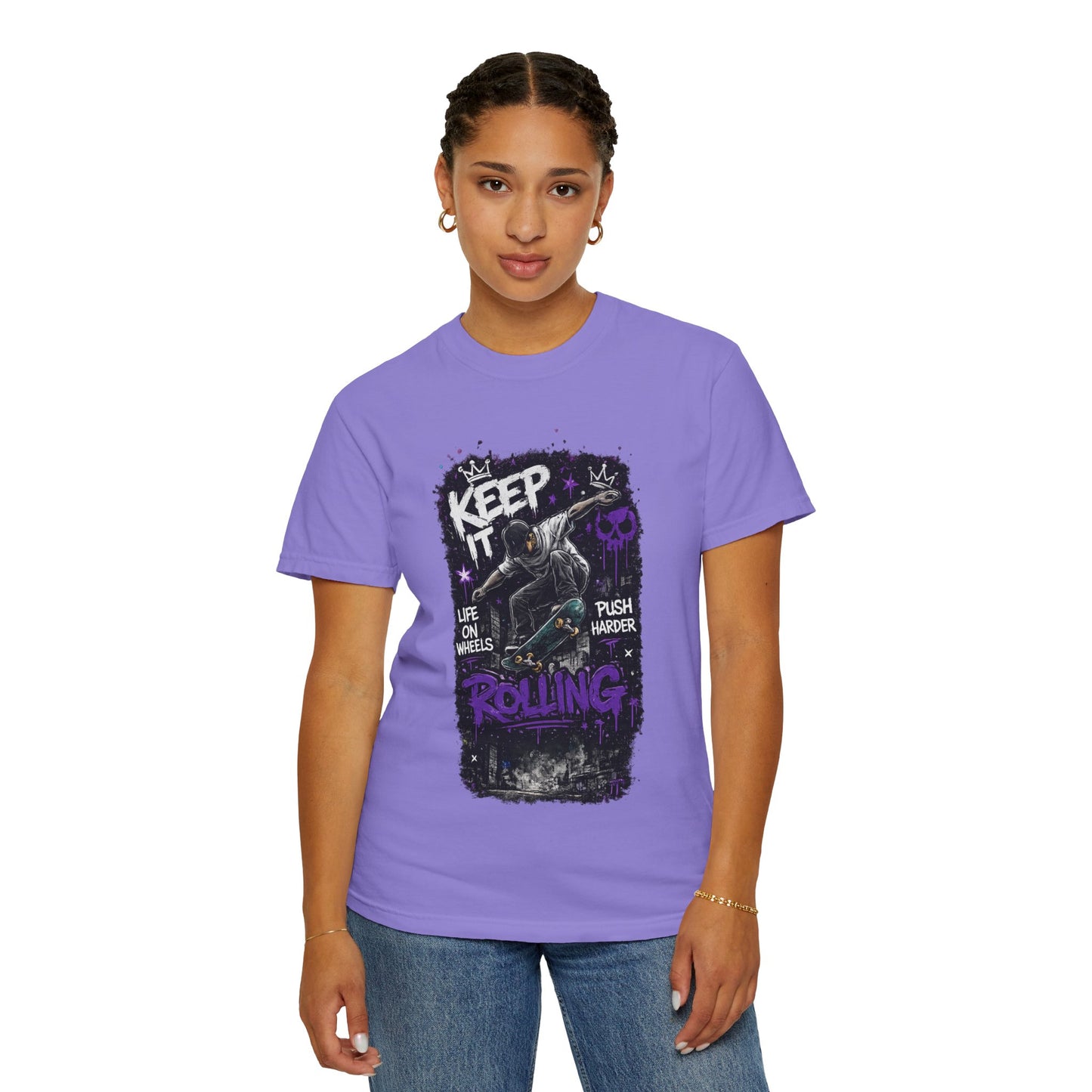 Keep It Rolling Skateboard T-Shirt — "Keep It Rolling" Graphic Tee