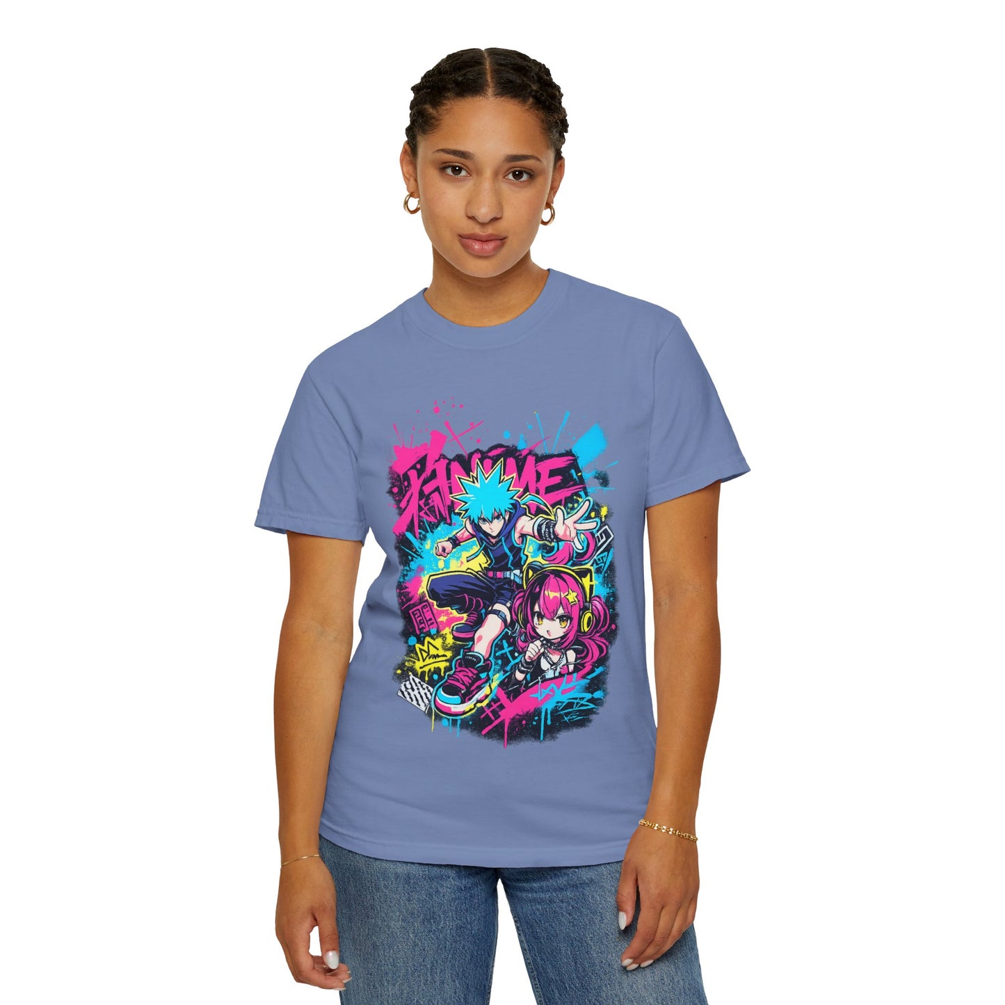 Anime Streetwear T‑Shirt — Neon Punk 'Eat Me' Graphic