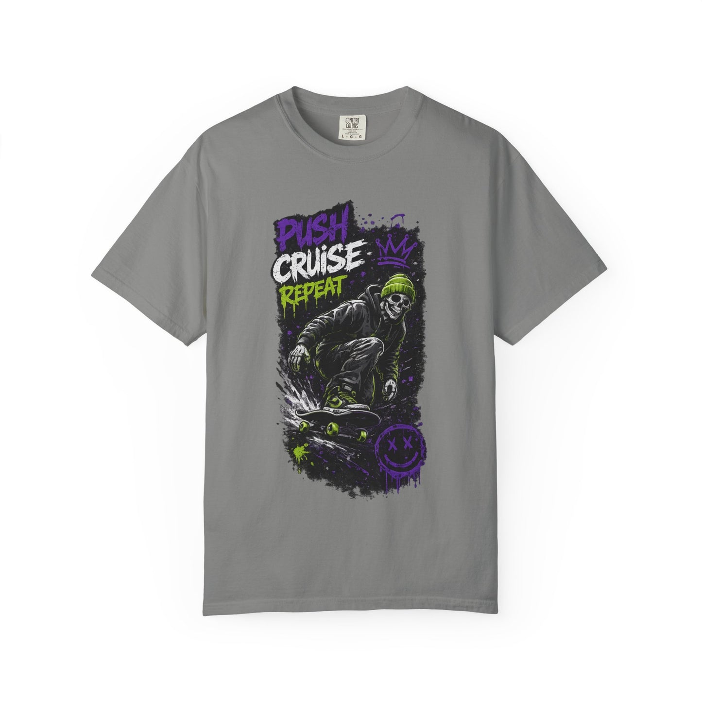 Skater Skull 'Push Cruise Repeat' T‑Shirt