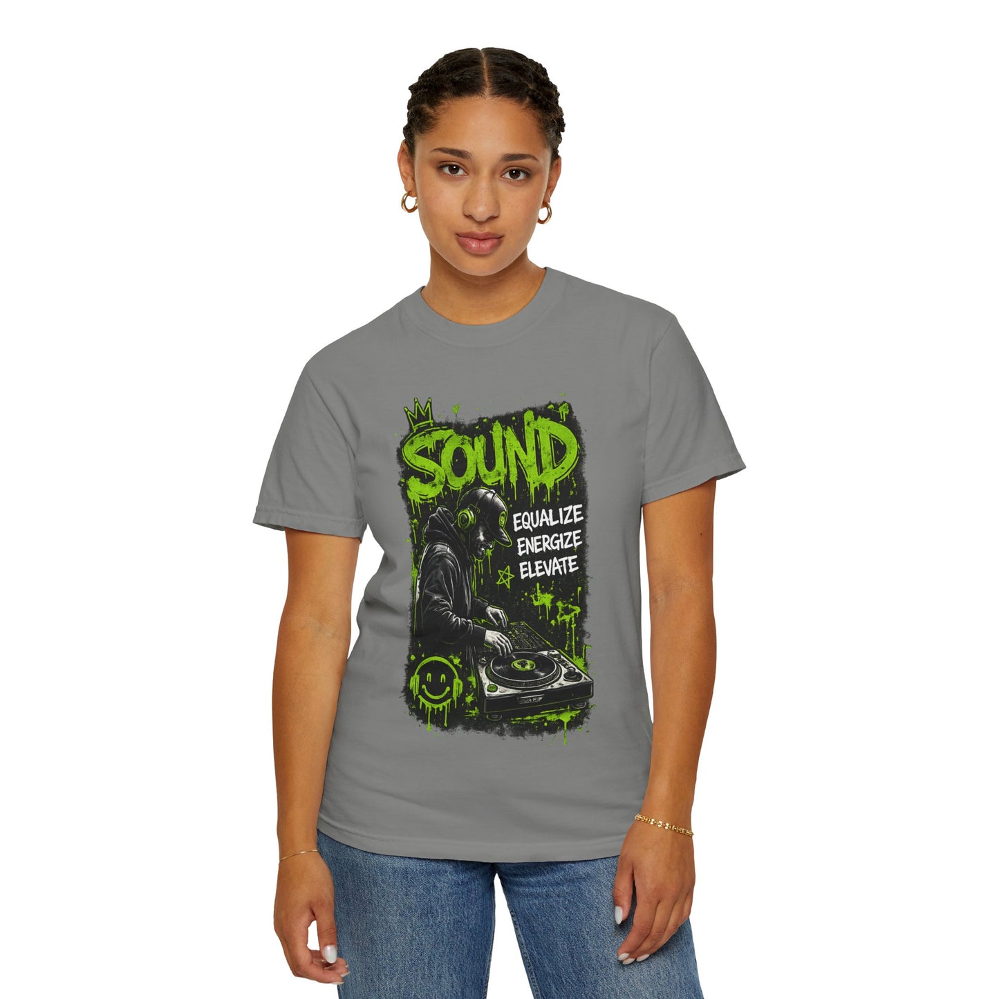 Sound DJ T-Shirt — "Sound: Equalize, Energize, Elevate" Graphic Tee