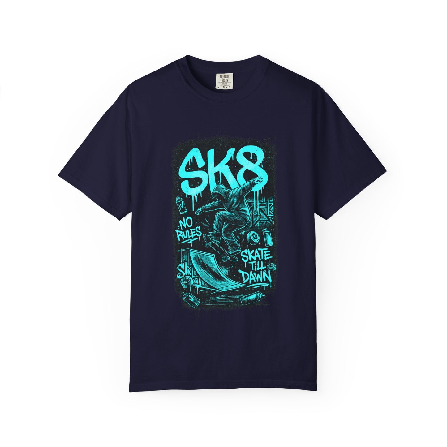 SK8 Skateboard Graphic T-Shirt — 'SK8' No Rules Skate Till Dawn Tee