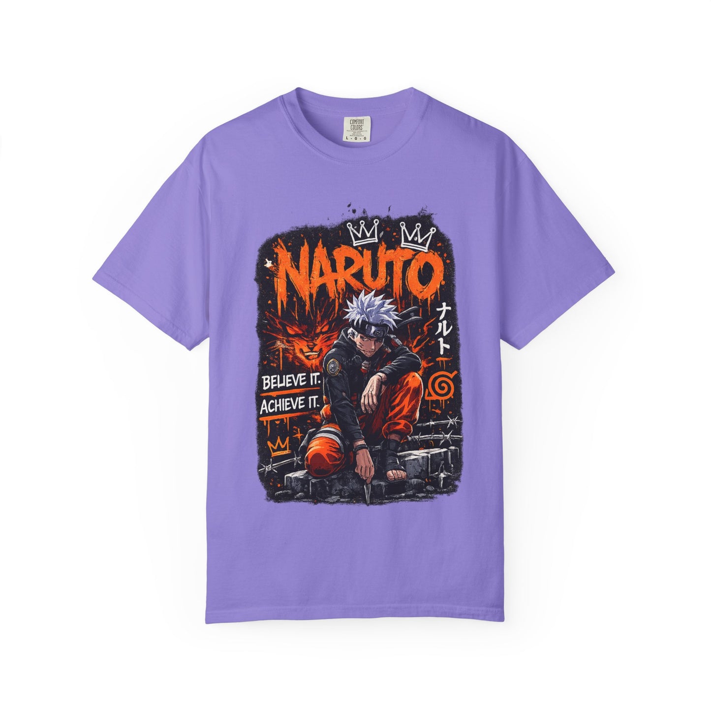 Anime Graphic T-Shirt - "Believe It, Achieve It" Naruto Streetwear Tee