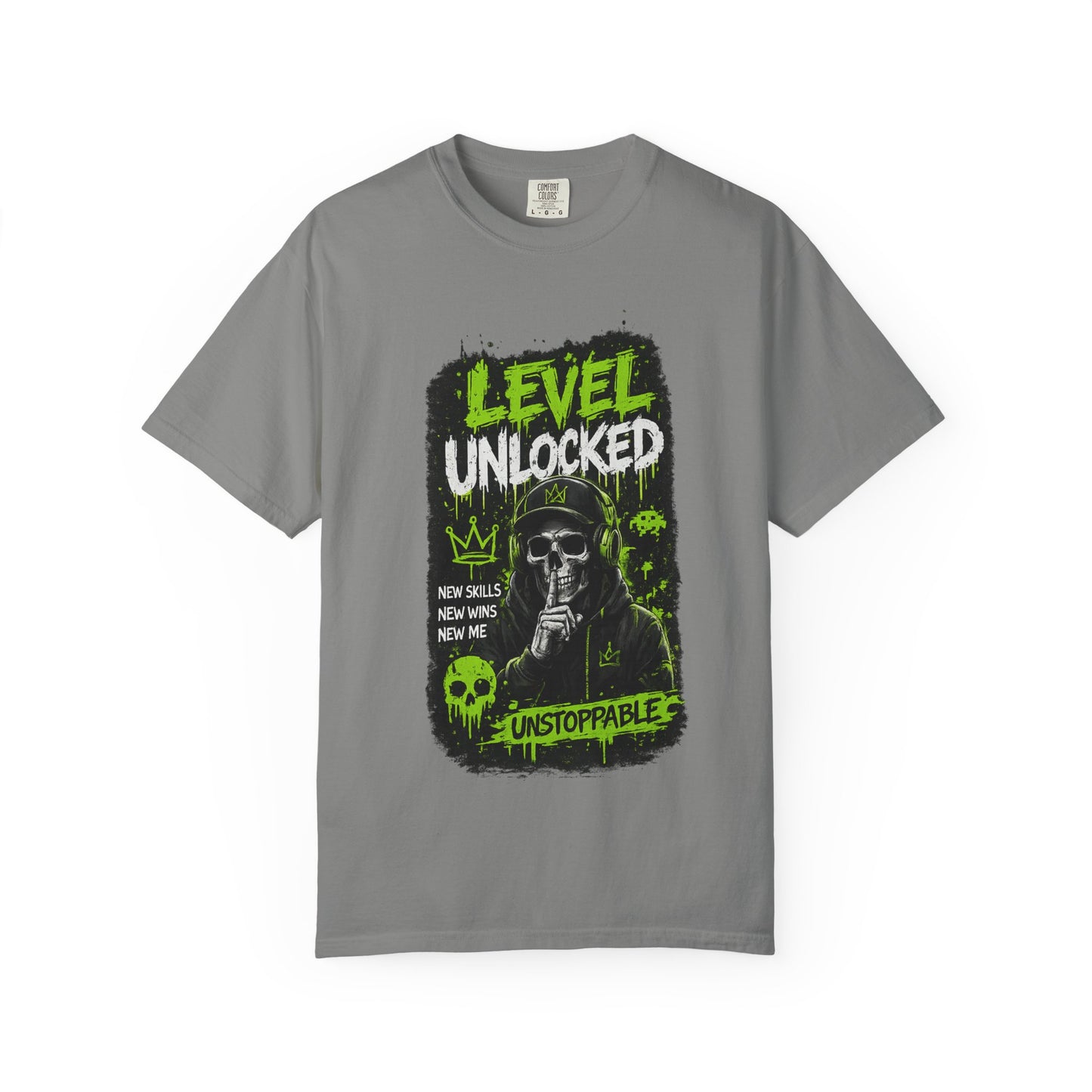 Level Unlocked Skull T-Shirt — Unstoppable Gamer Graphic Tee