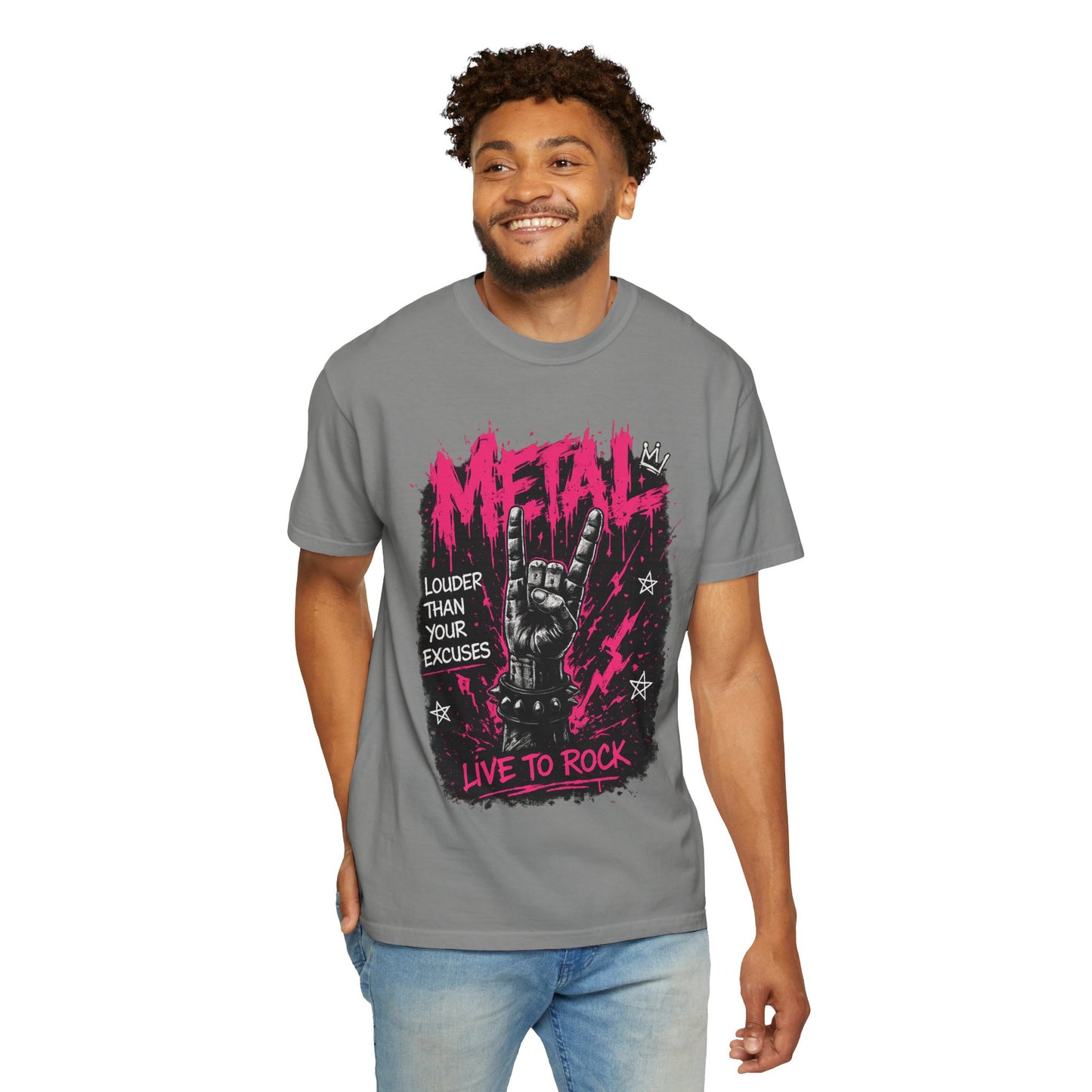 Metal "Live to Rock" T-Shirt — Louder Than Your Excuses Music Graphic Tee