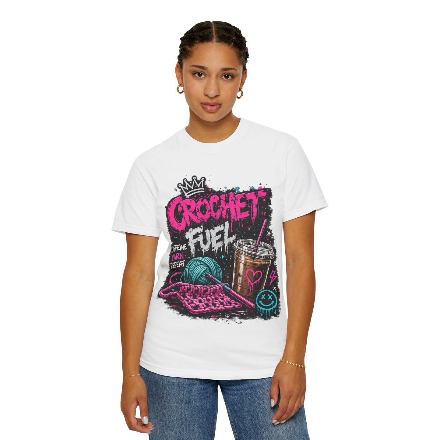 Crochet Fuel T-Shirt — Funny Yarn & Coffee Crochet Tee for Crafters