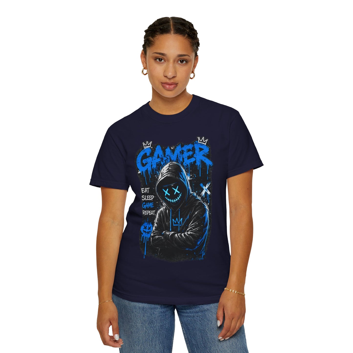 Gamer Hoodie Graphic T-Shirt — "Eat Sleep Game Repeat" Streetwear Tee