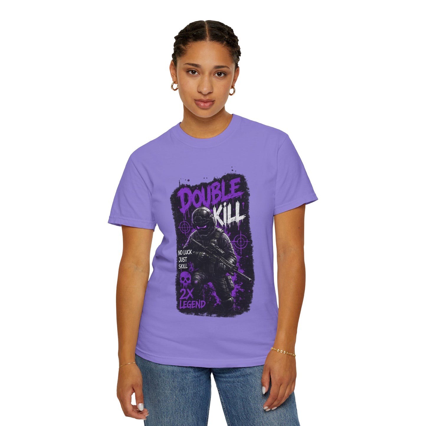 Double Kill Gamer T-Shirt — Retro Neon FPS Graphic Tee