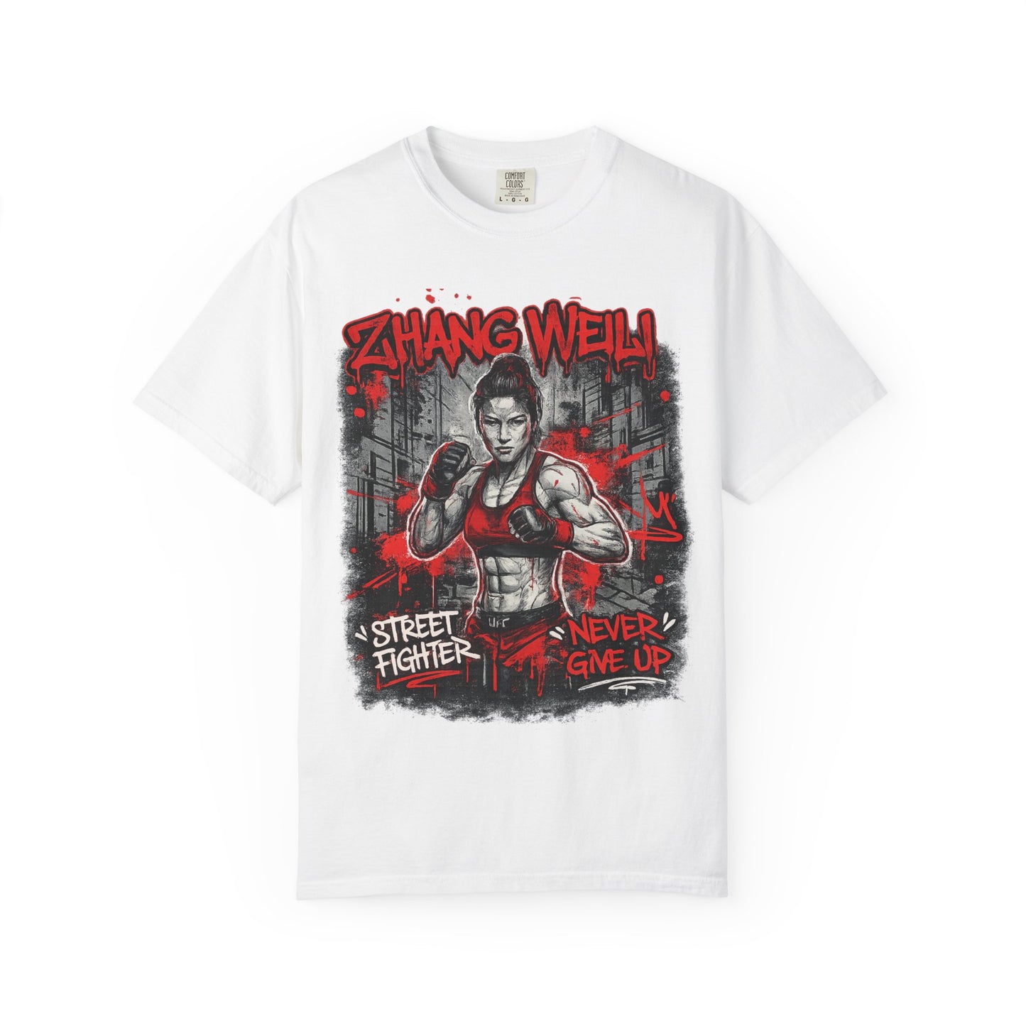 UFC Fighter Female T‑Shirt — "Never Give Up" Motivational Fight Tee