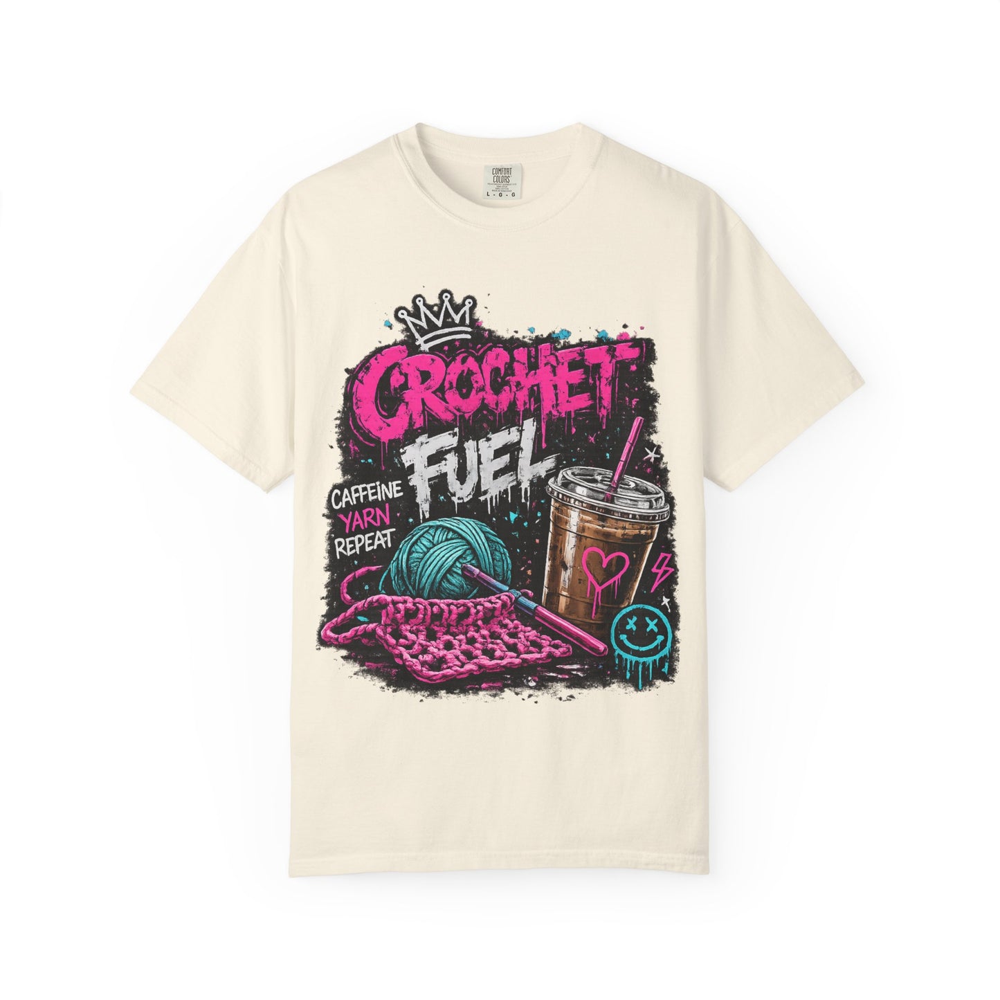 Crochet Fuel T-Shirt — Funny Yarn & Coffee Crochet Tee for Crafters