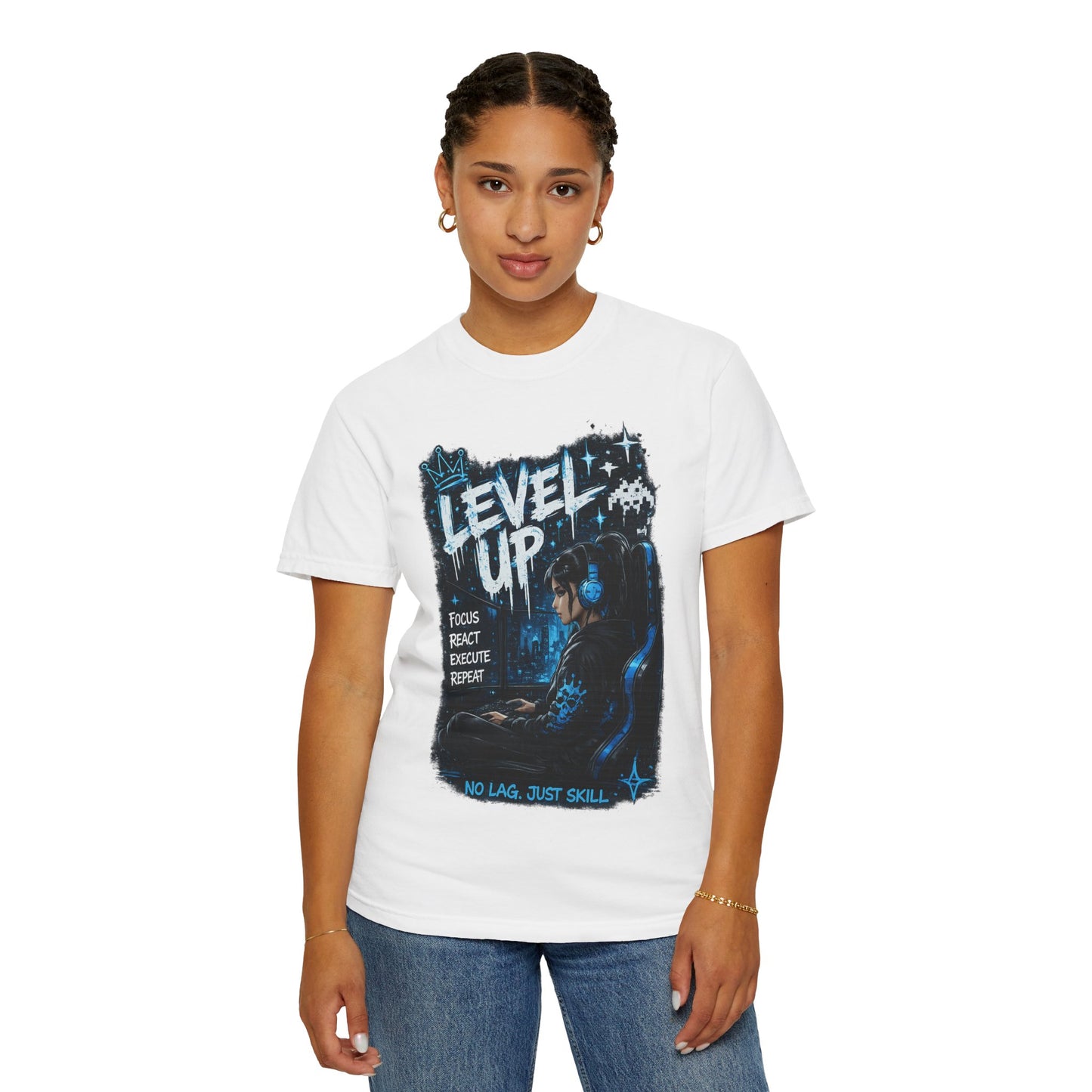 Level Up Gamer T-Shirt — "Level Up: Focus React Execute Repeat" Graphic Tee