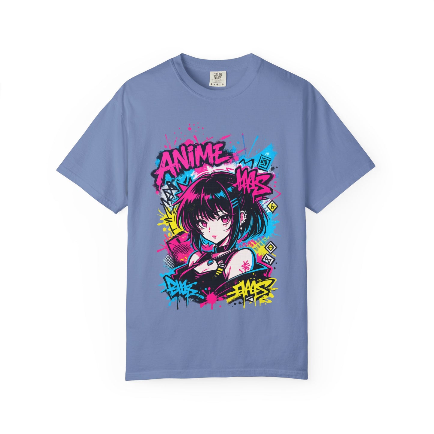 Anime Graffiti Girl T-Shirt — Neon Vaporwave Otaku Tee