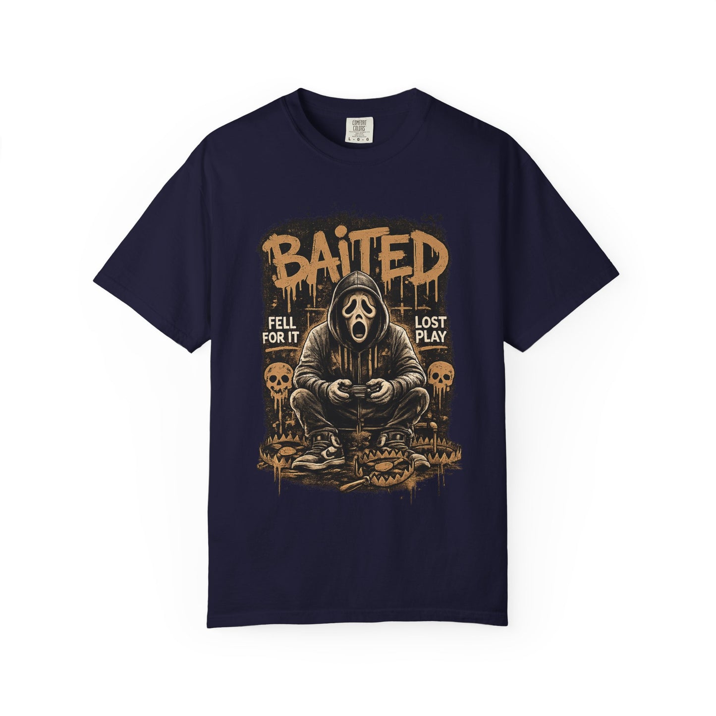 Baited Gamer Grim Reaper T-Shirt | Horror Skull Controller Design