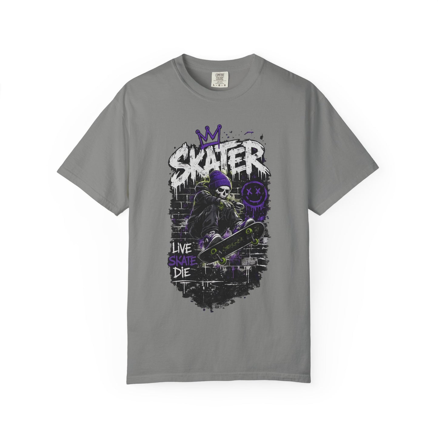 Skater Skull Graphic T‑Shirt — "Live Skate Die" Streetwear Tee