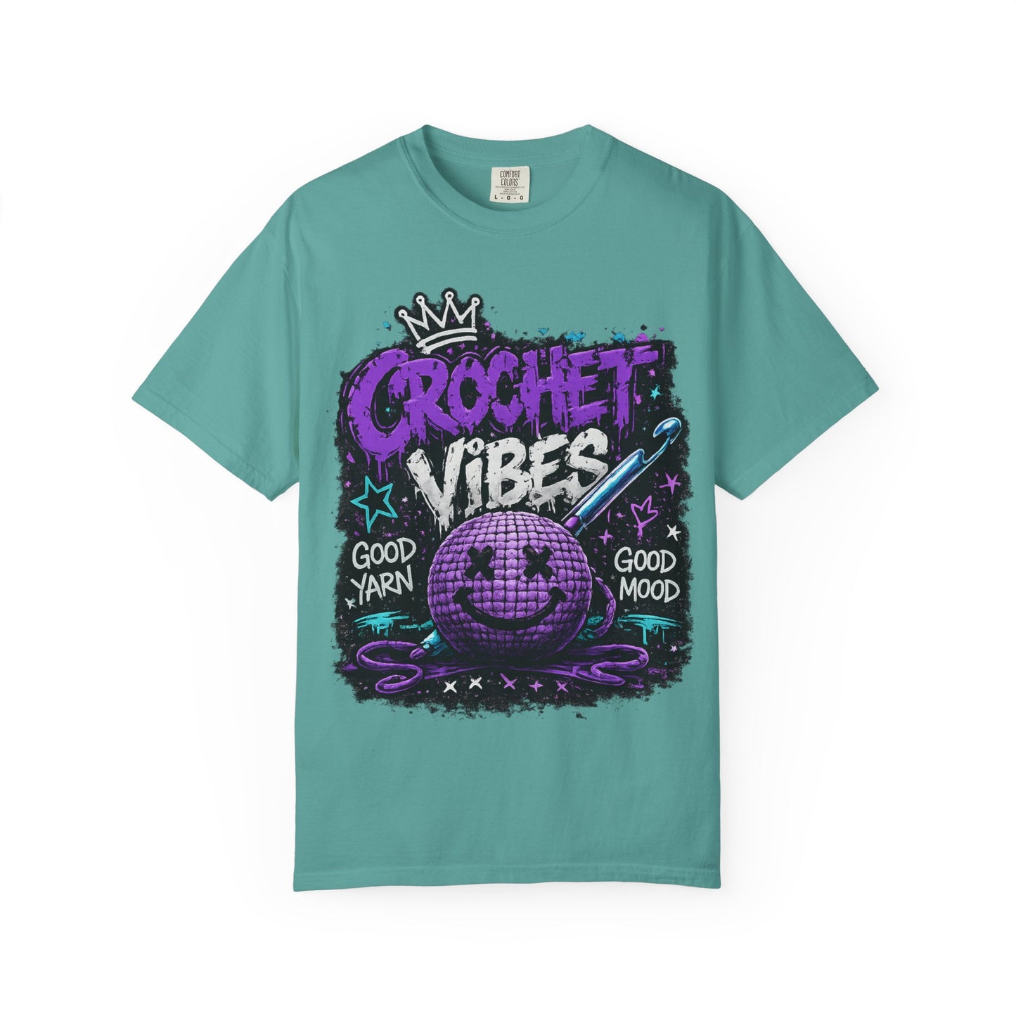 Crochet Vibes T-Shirt — 'Good Yarn, Good Mood' Graphic Tee