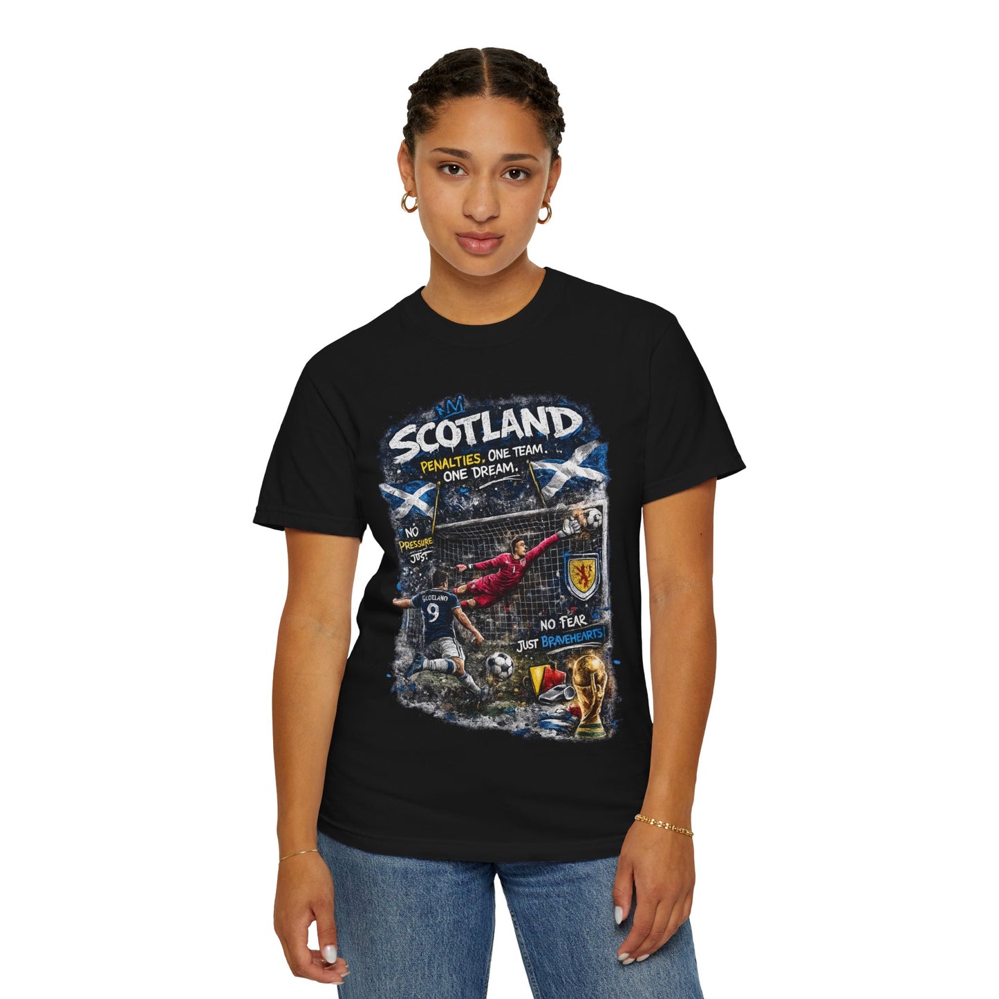 Scotland Football Montage T-shirt | Soccer Scottish Crest, Goalkeeper Dive