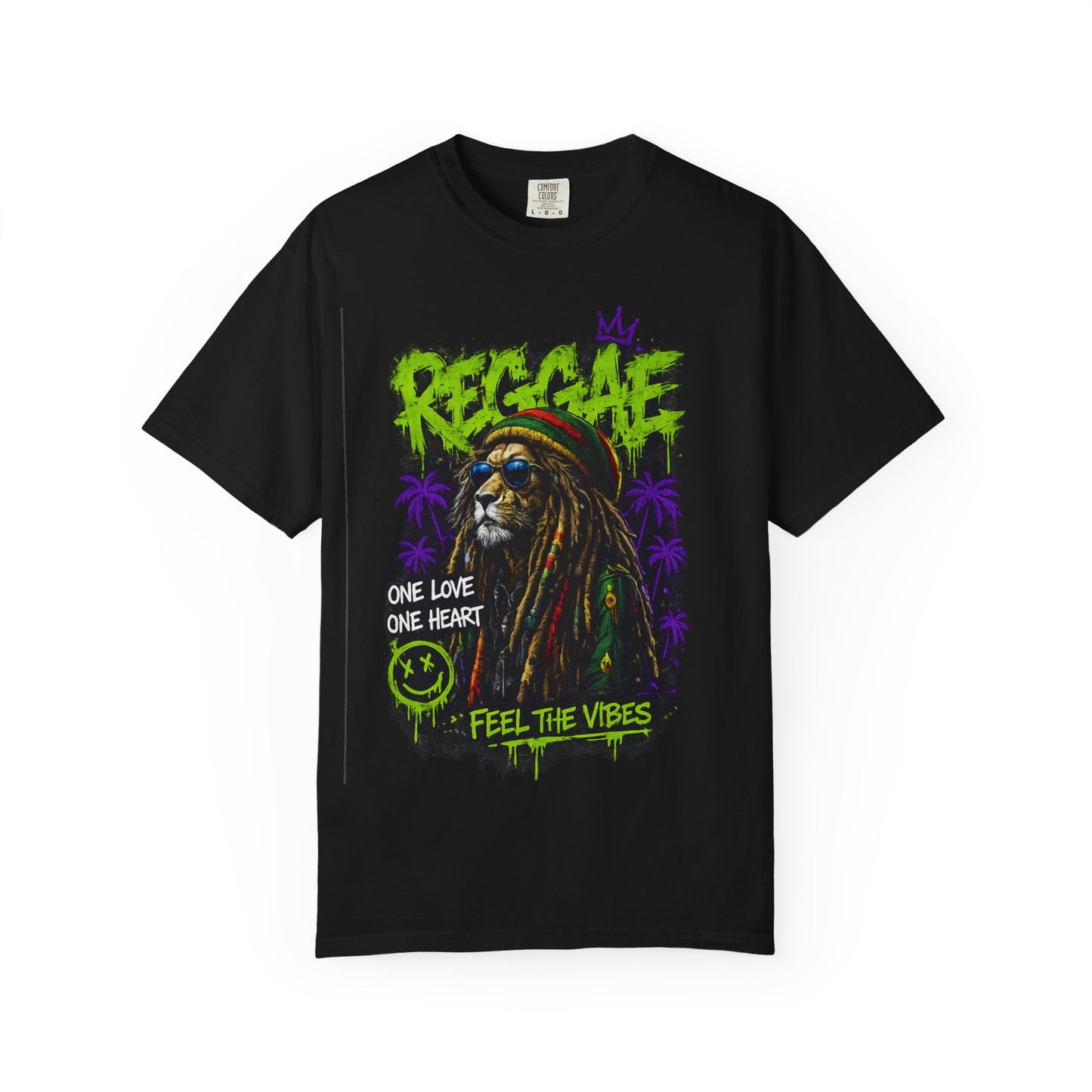 Reggae Lion T-Shirt — "One Love One Heart" Feel the Vibes Graphic Tee