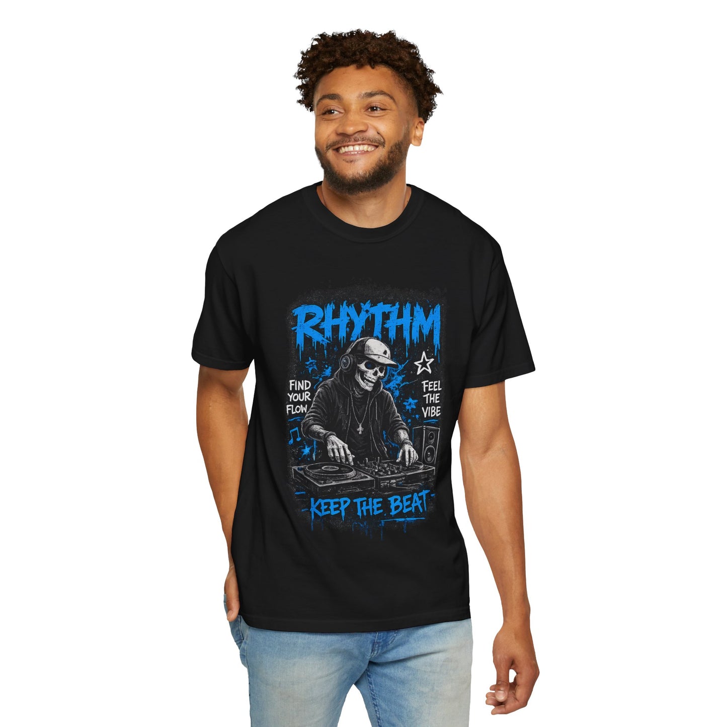 Rhythm DJ Skull Keep The Beat T-Shirt | Music Graphic Tee