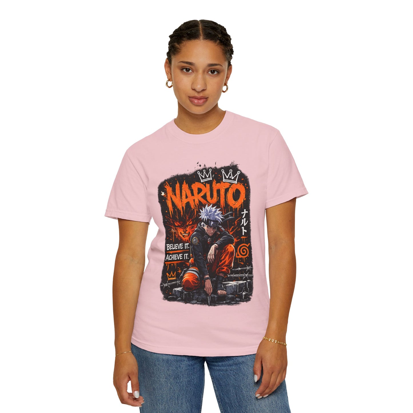 Anime Graphic T-Shirt - "Believe It, Achieve It" Naruto Streetwear Tee