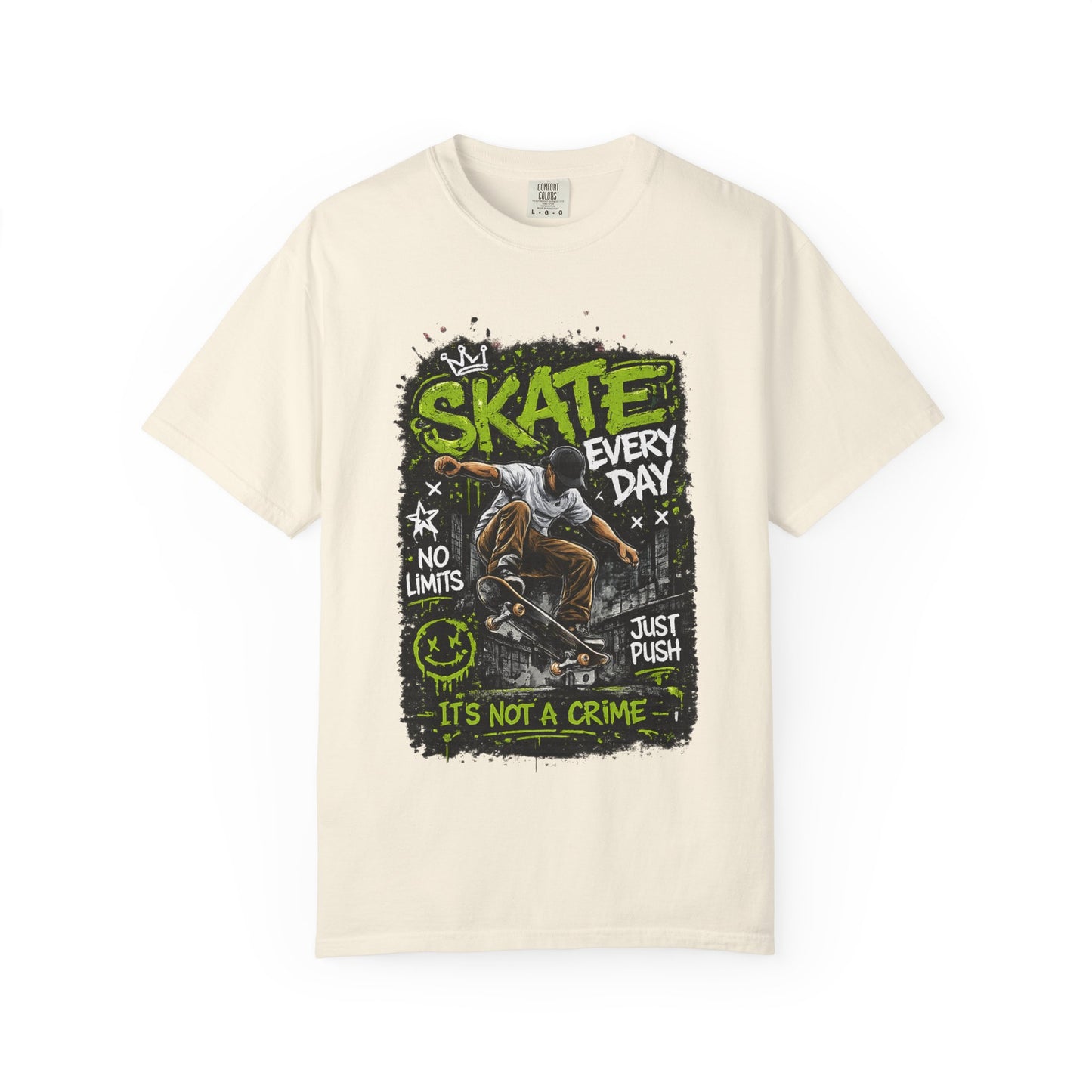 Skate Every Day Graphic T-Shirt — "It's Not a Crime" Skateboard Tee