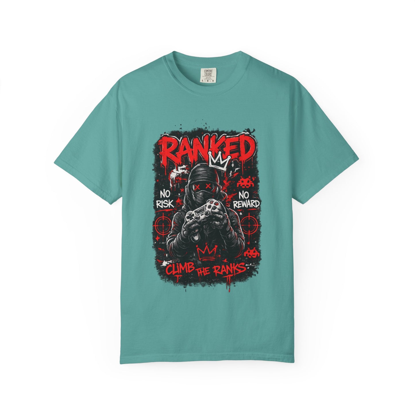 Ranked Climber Graphic Tee | Gamer Skull, No Risk No Reward