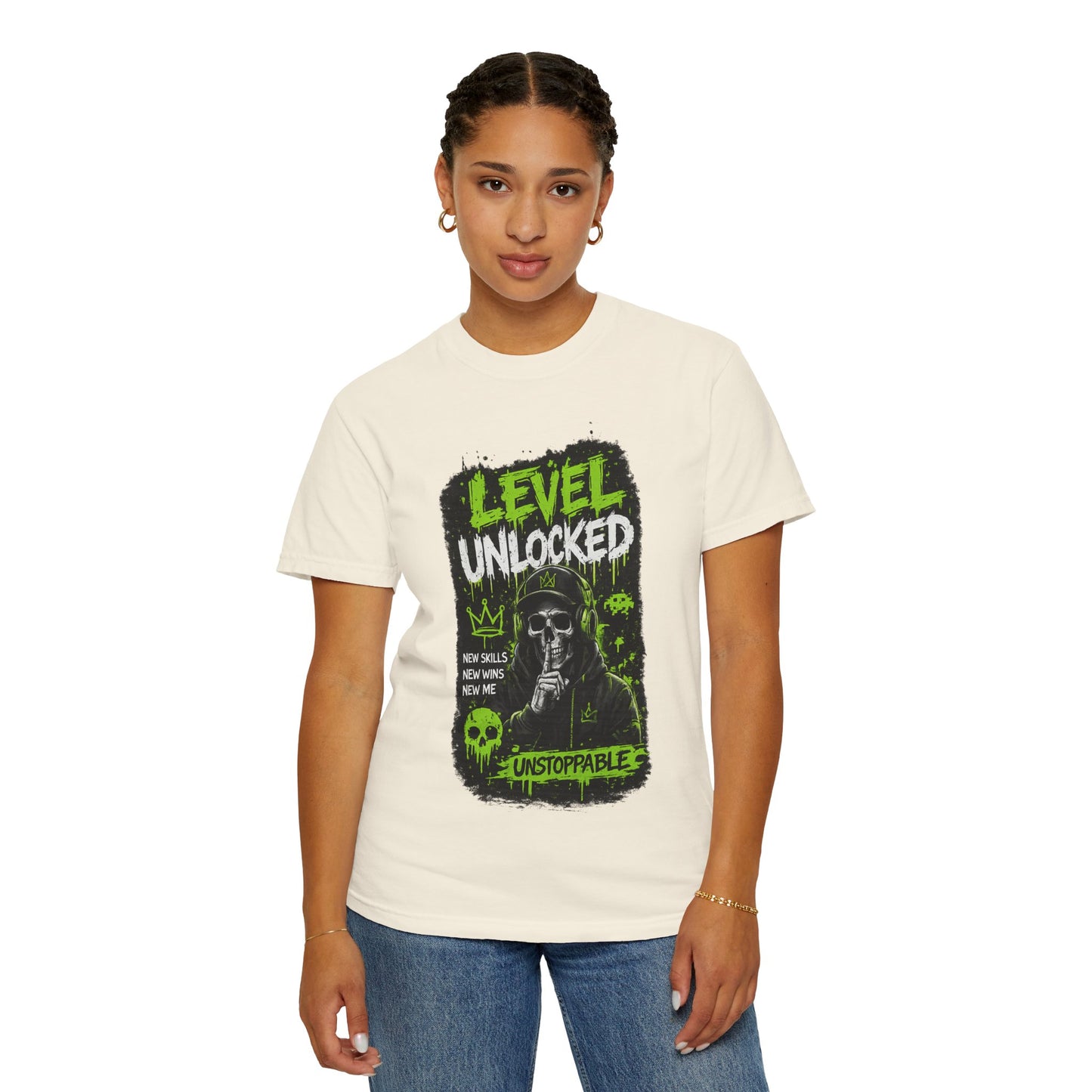 Level Unlocked Skull T-Shirt — Unstoppable Gamer Graphic Tee