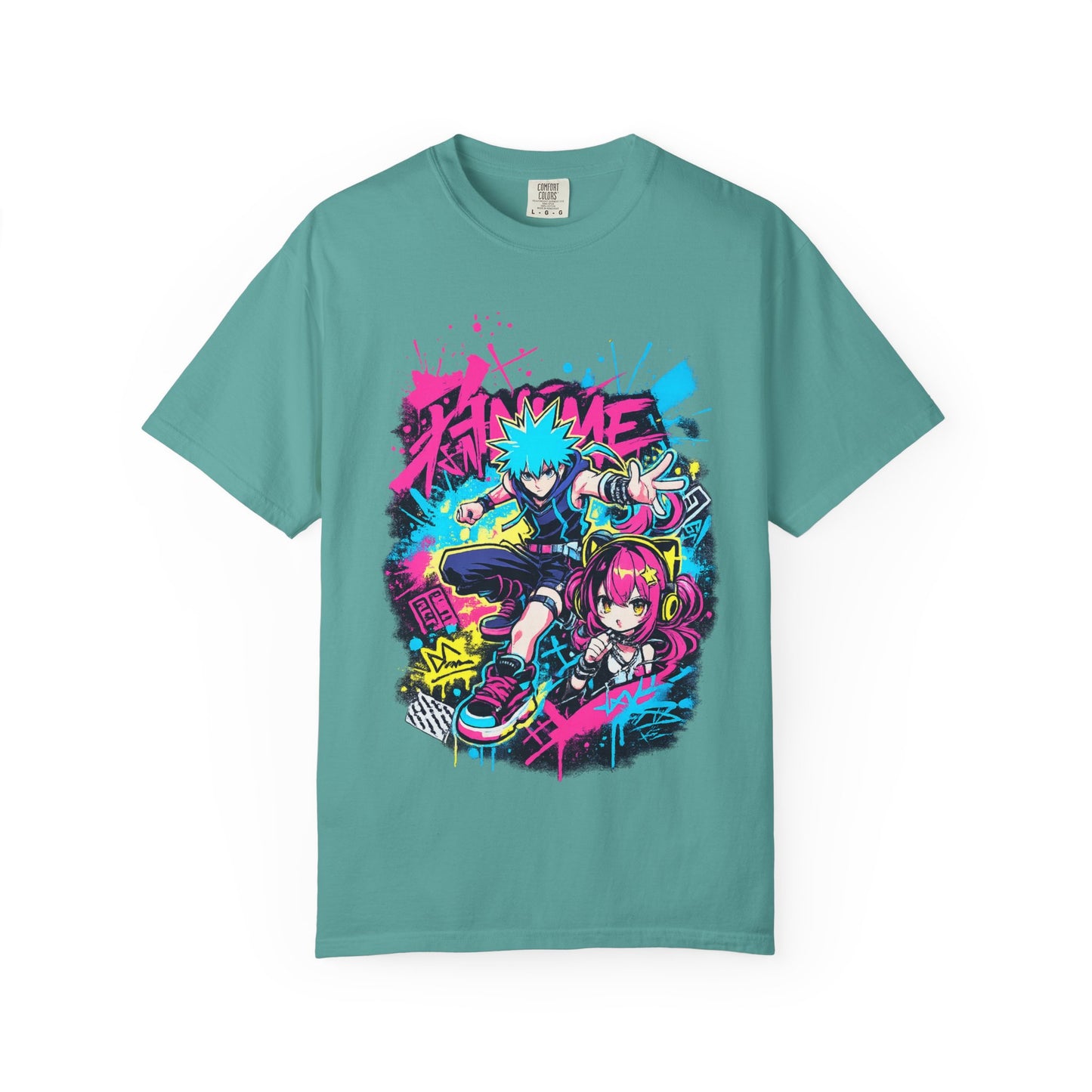 Anime Streetwear T‑Shirt — Neon Punk 'Eat Me' Graphic