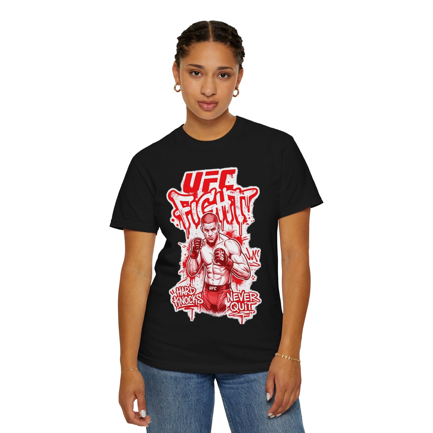 Fight Club MMA T-Shirt — 'UFC Fight' Graphic Tee, 'Hard Knocks Never Quit'