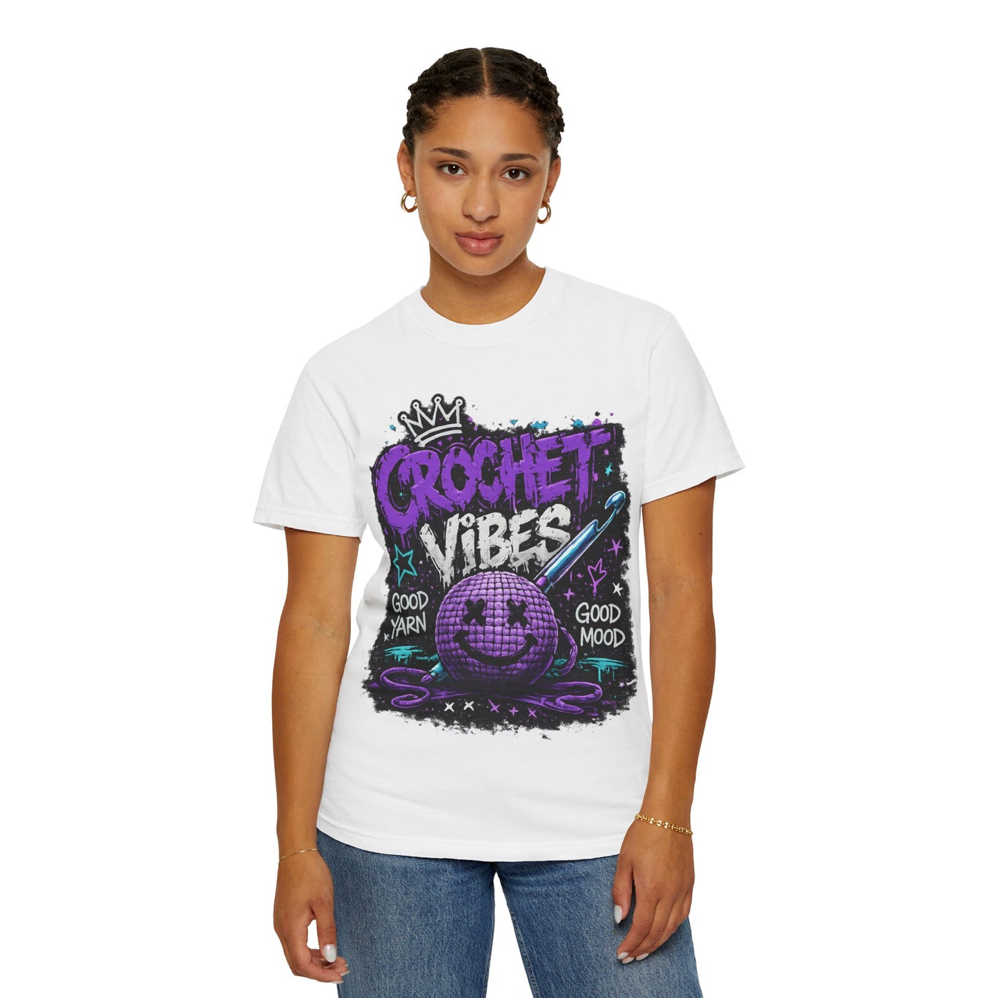 Crochet Vibes T-Shirt — 'Good Yarn, Good Mood' Graphic Tee