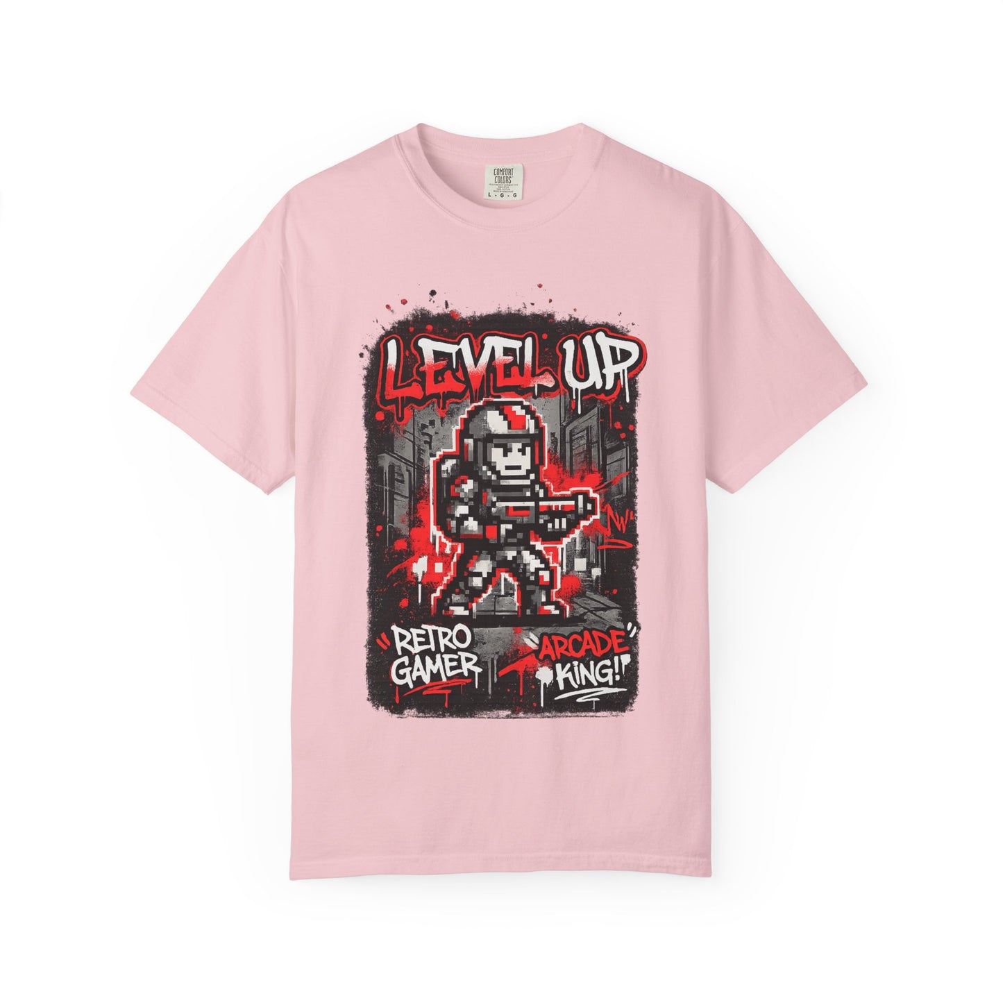 Level Up Retro Gamer T-Shirt — Arcade King Pixel Shooter Tee