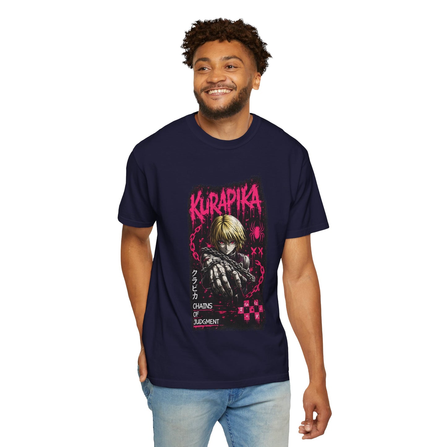 Kurapika Graphic T-Shirt — Anime Thriller 'Chains of Judgment' Tee