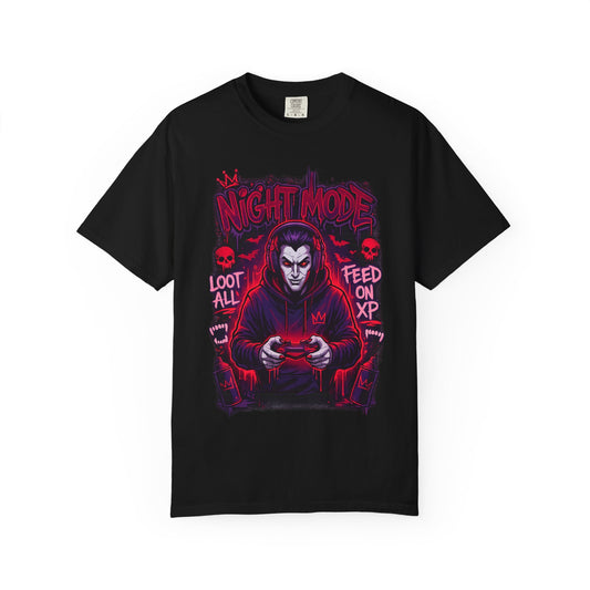Night Mode Gamer Skeleton hoodie T-Shirt | Loot All Feed on XP