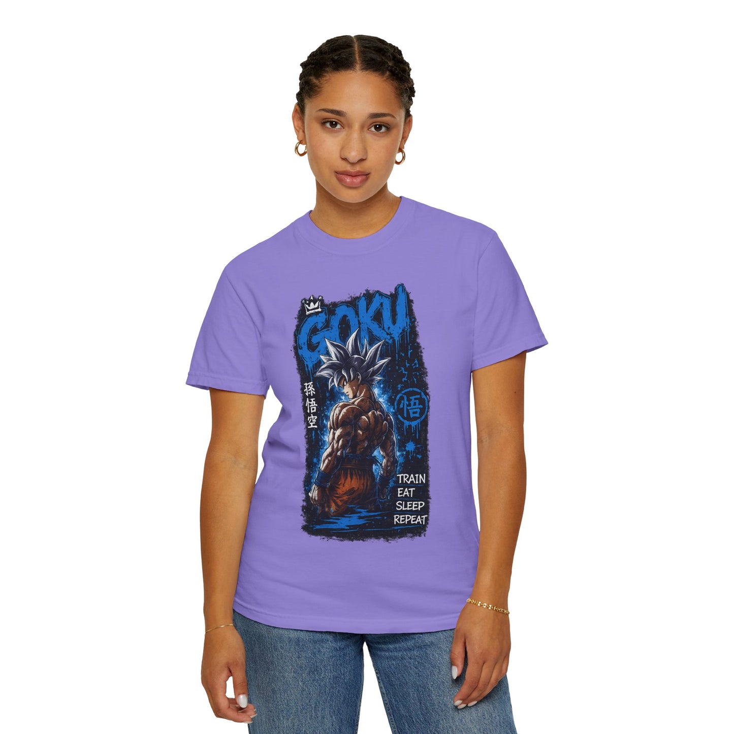 Goku Graphic T-Shirt — "Train Eat Sleep Repeat" Anime Tee
