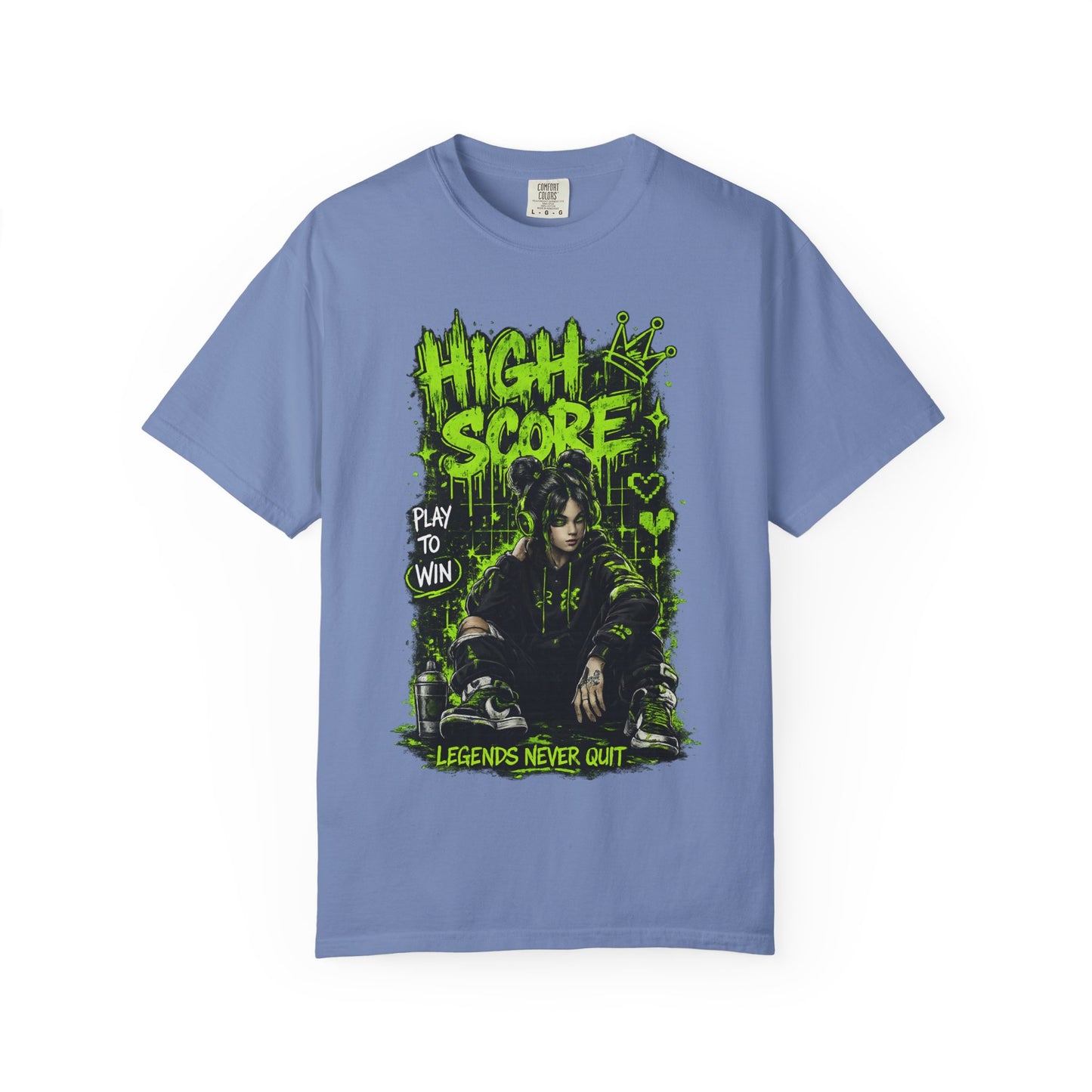 High Score Graphic T-Shirt — 'High Score: Legends Never Quit' Gamer Tee