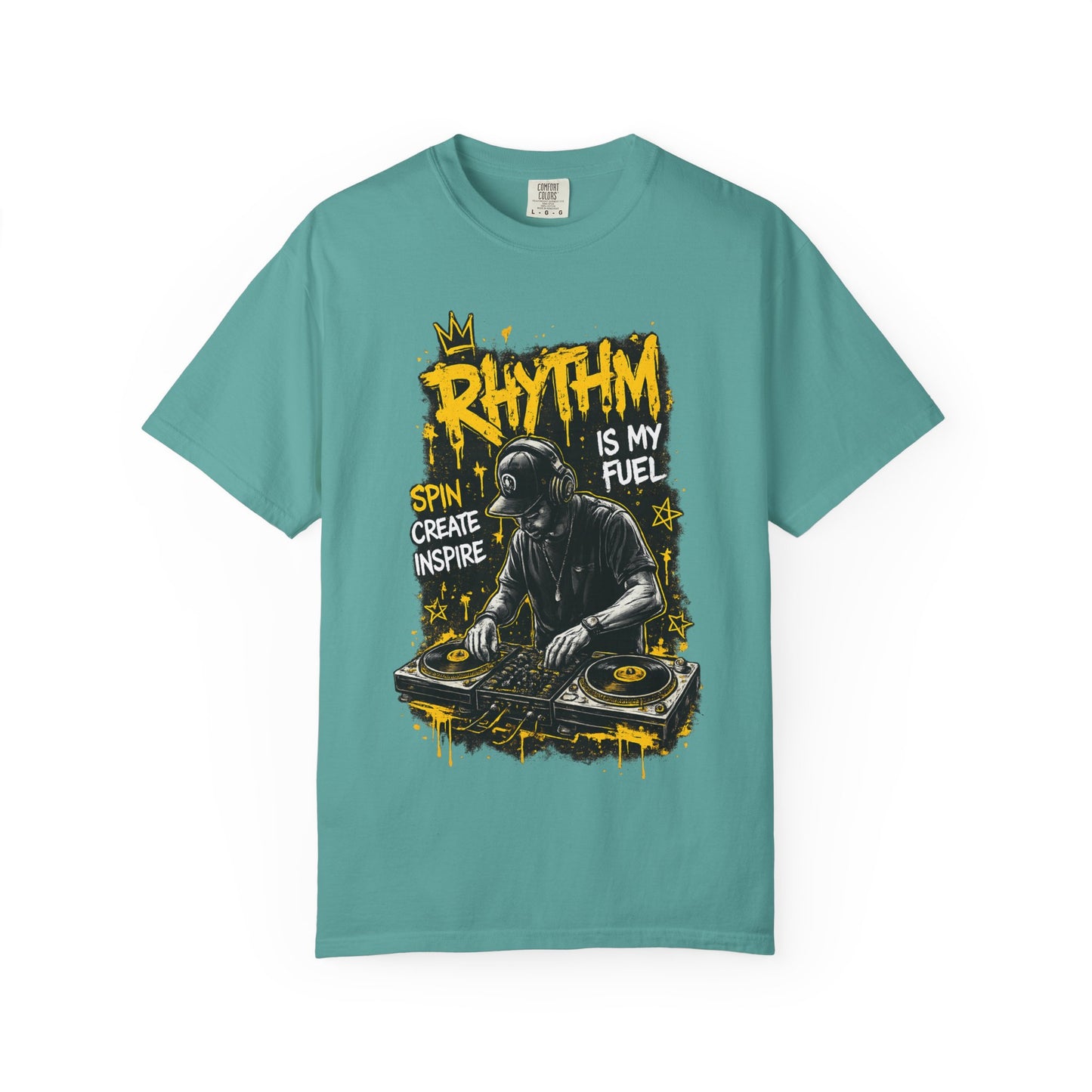 Rhythm Is My Fuel DJ T-Shirt — Spin Create Inspire Graphic Tee