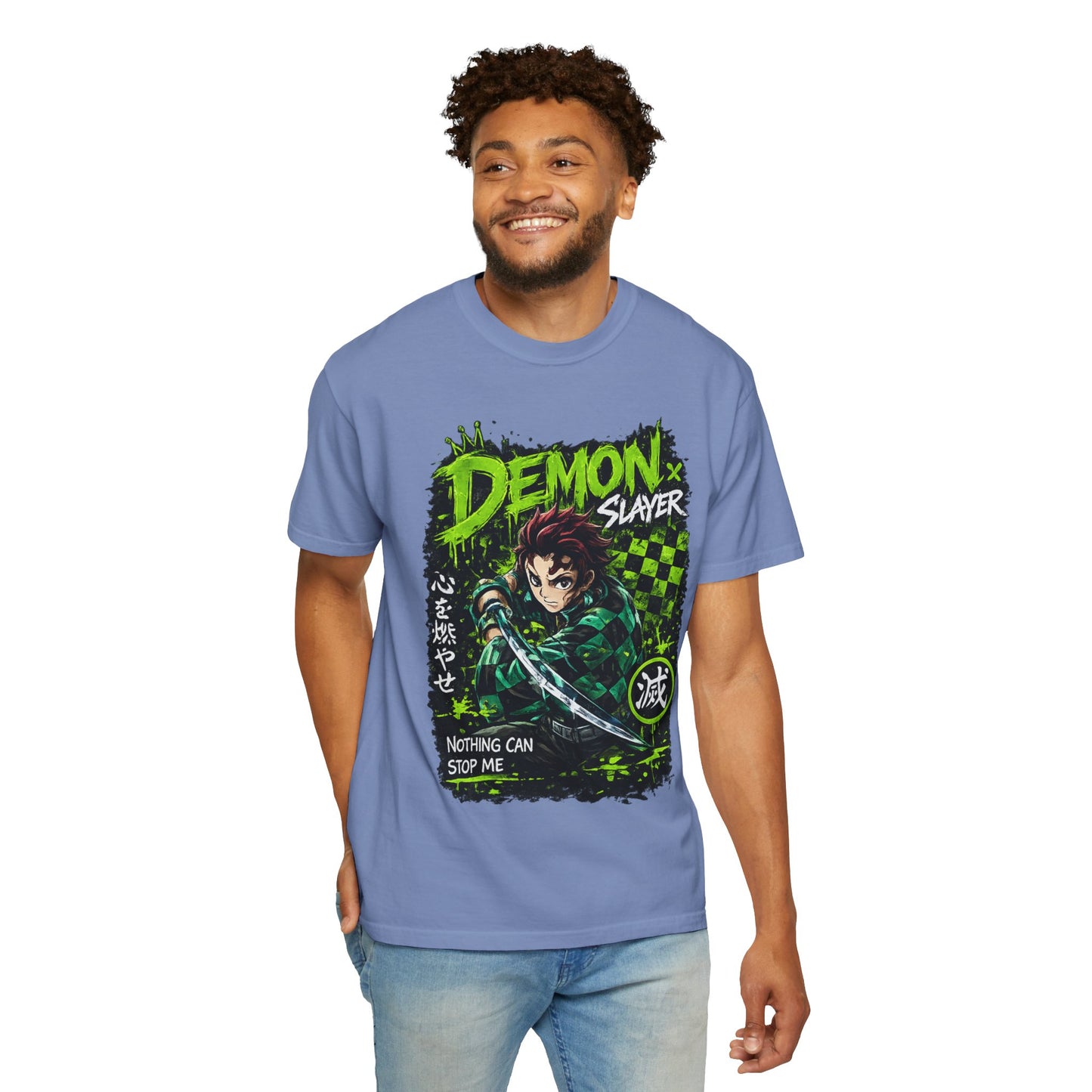 Demon Slayer Graphic T-Shirt — 'Nothing Can Stop Me' Anime Hero Tee