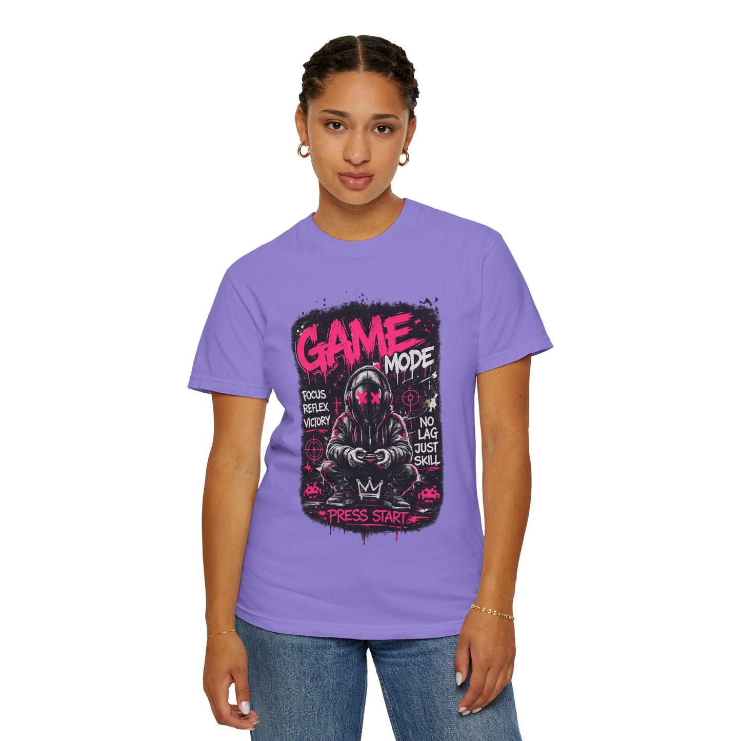 Game Mode Gamer Skull joystick graphic T-Shirt | Press Start gaming design