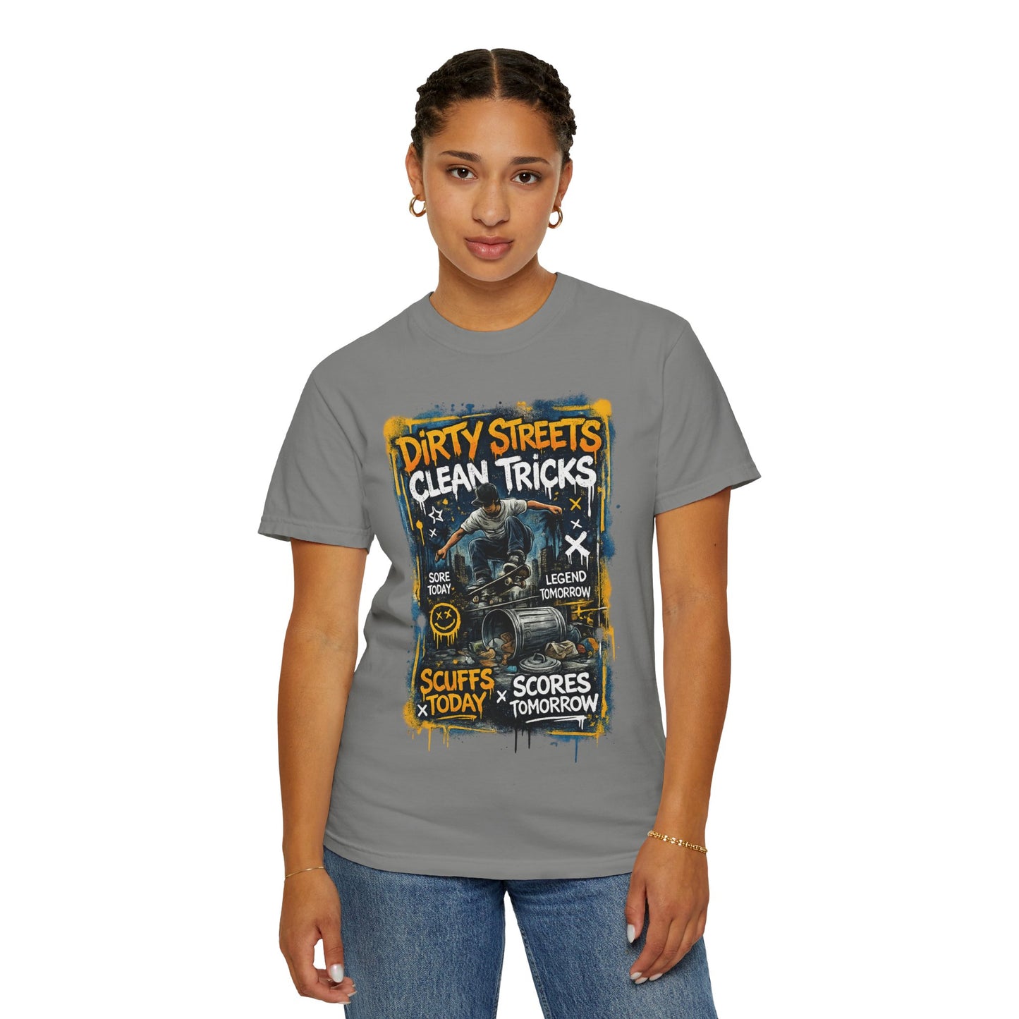 Dirty Streets, Clean Tricks Skate T-Shirt — Scuffs Today, Scores Tomorrow