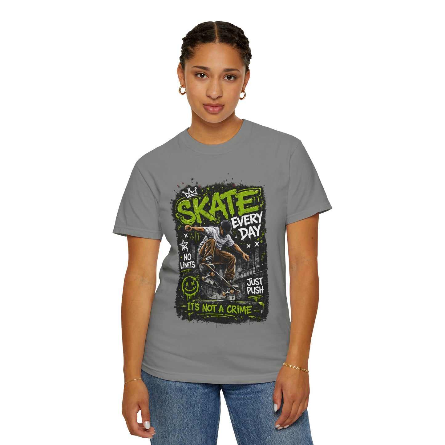 Skate Every Day Graphic T-Shirt — "It's Not a Crime" Skateboard Tee