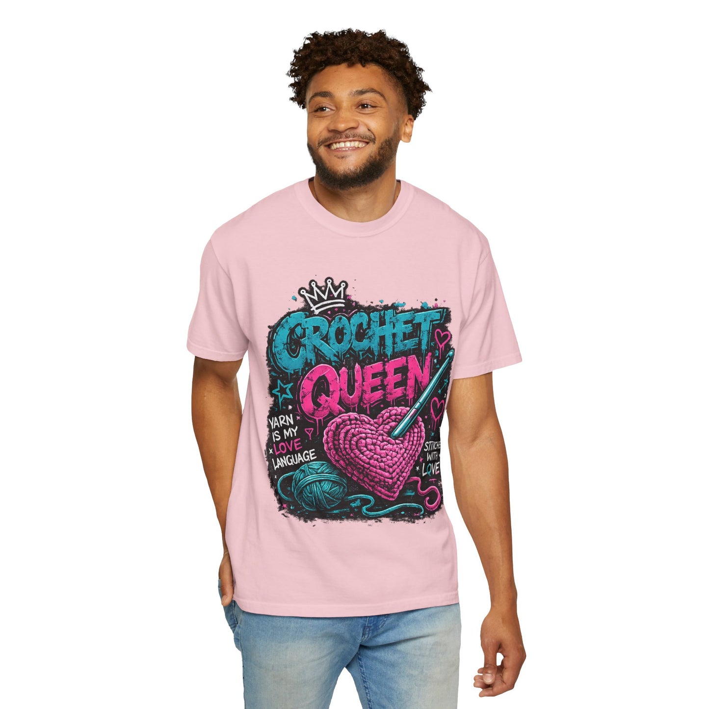 Crochet Queen T-Shirt — 'Yarn is My Love Language' Graphic Tee for Crafters