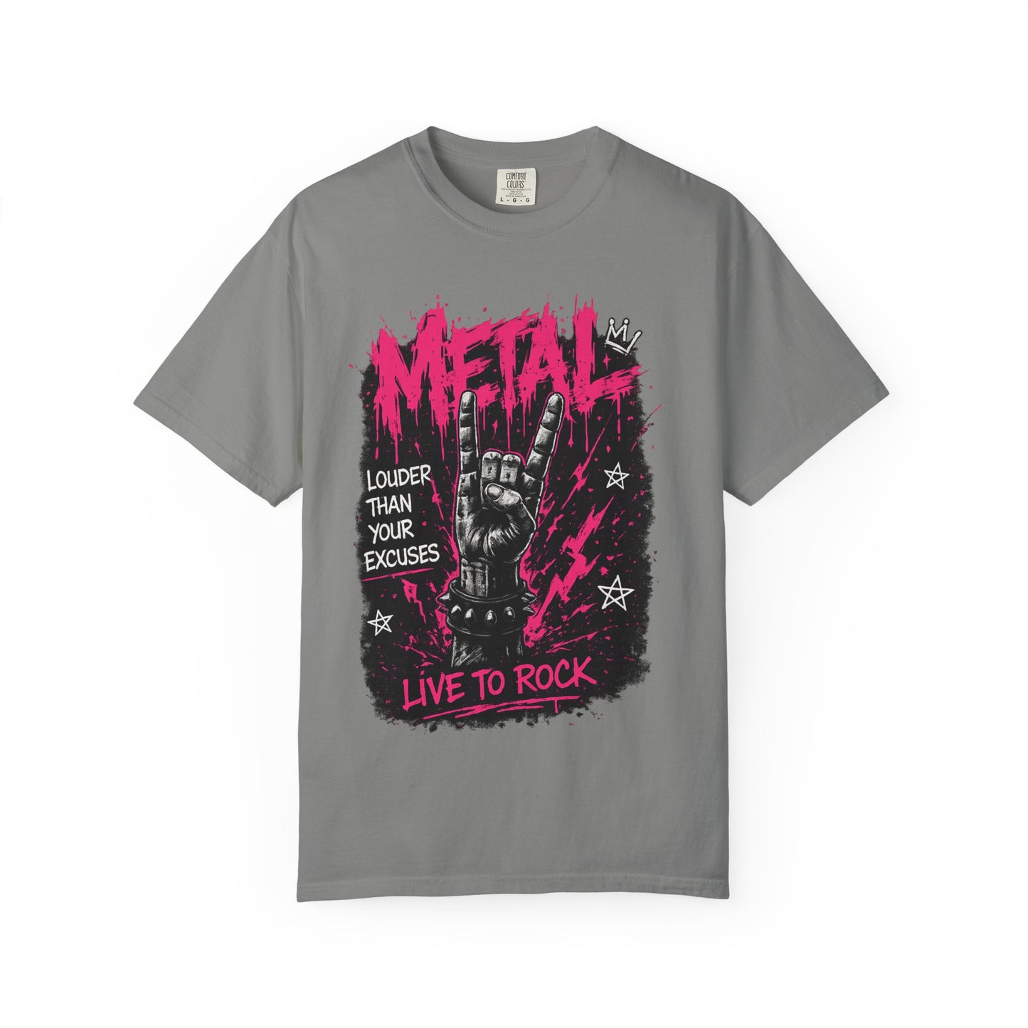Metal "Live to Rock" T-Shirt — Louder Than Your Excuses Music Graphic Tee