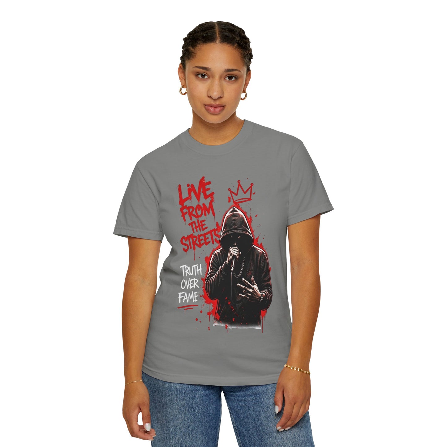 Live From The Streets Graphic T-Shirt — Hoodie Shadow Rapper Design