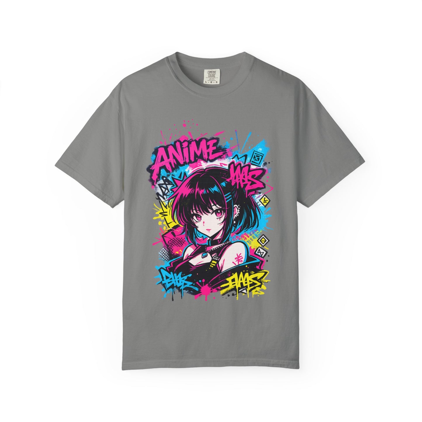 Anime Graffiti Girl T-Shirt — Neon Vaporwave Otaku Tee