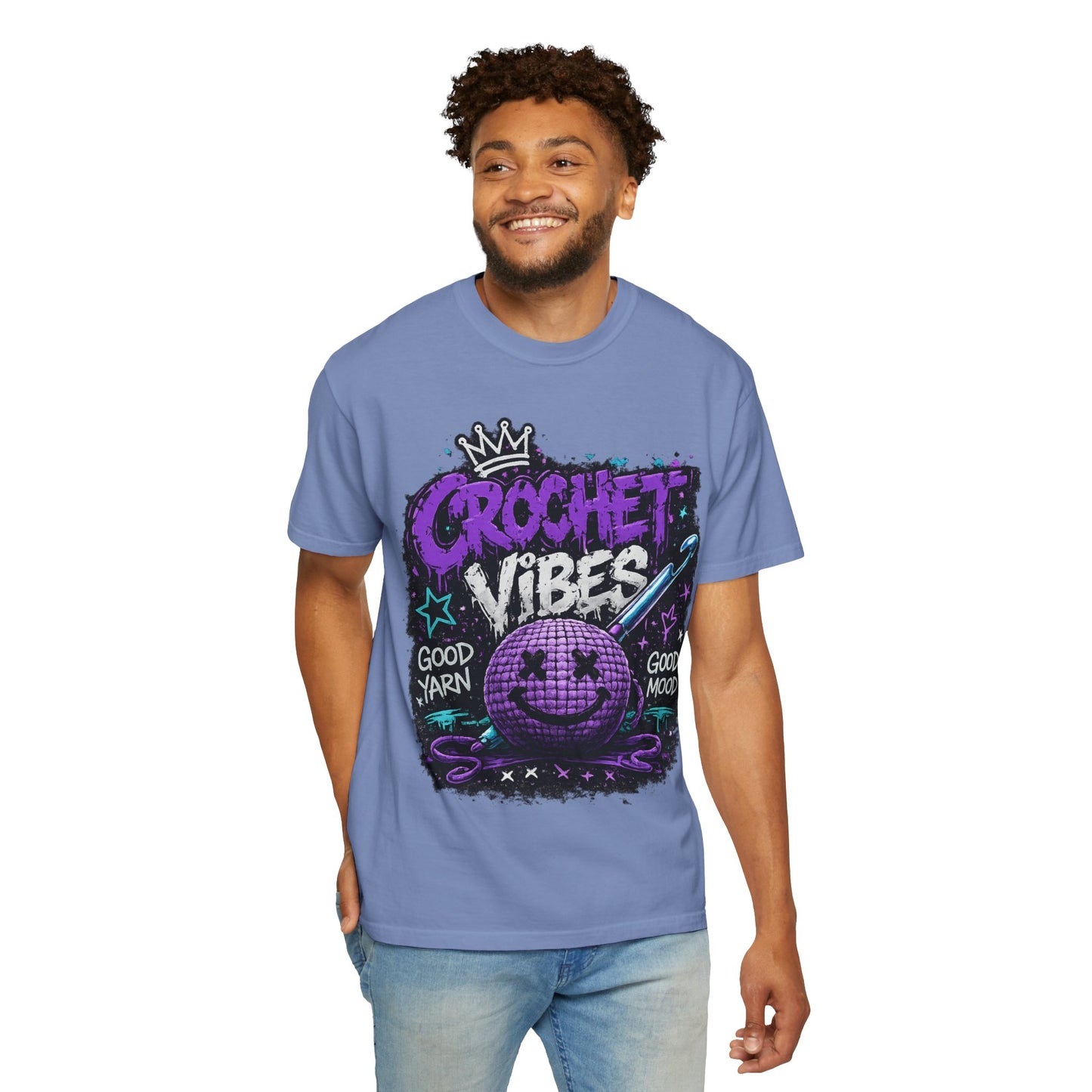 Crochet Vibes T-Shirt — 'Good Yarn, Good Mood' Graphic Tee