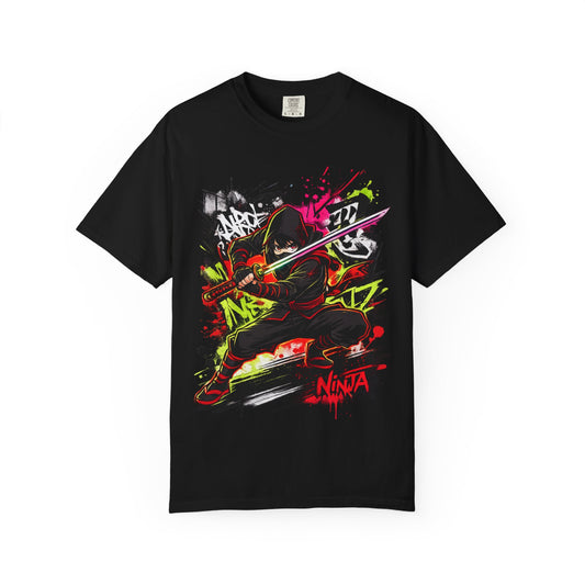 Ninja Graffiti Art T-Shirt – Urban Street Samurai Graphic Tee