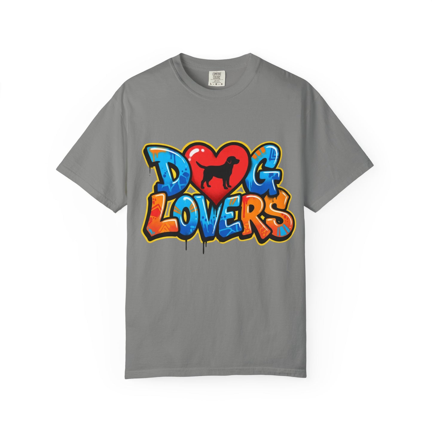 Dog Lovers Graffiti T-Shirt — Heart & Silhouette Pet Lover Tee