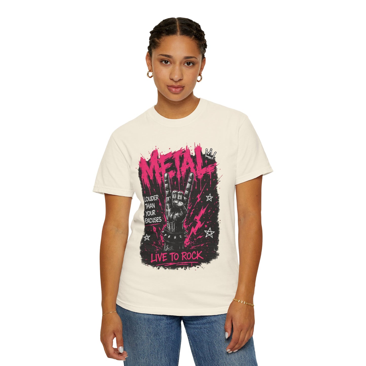 Metal "Live to Rock" T-Shirt — Louder Than Your Excuses Music Graphic Tee