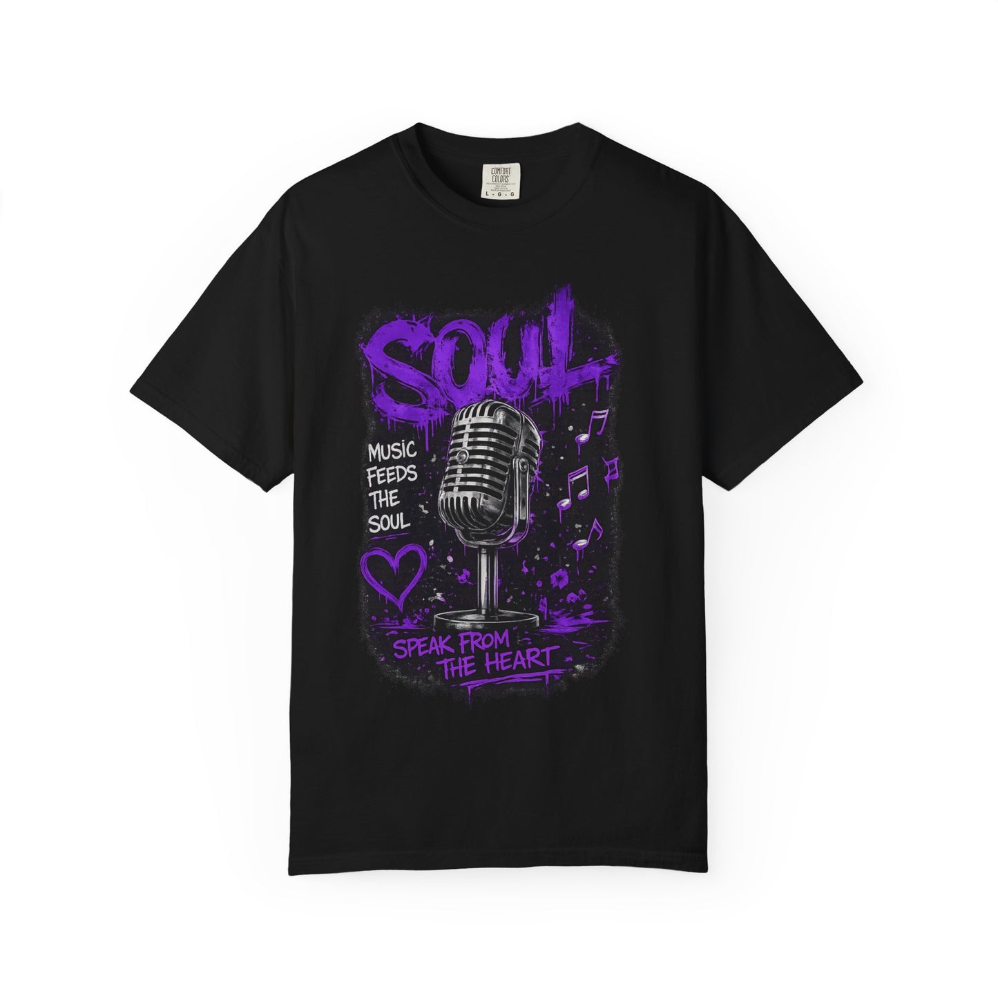 Soul Microphone T-Shirt — "Music Feeds the Soul" Vintage Mic Tee